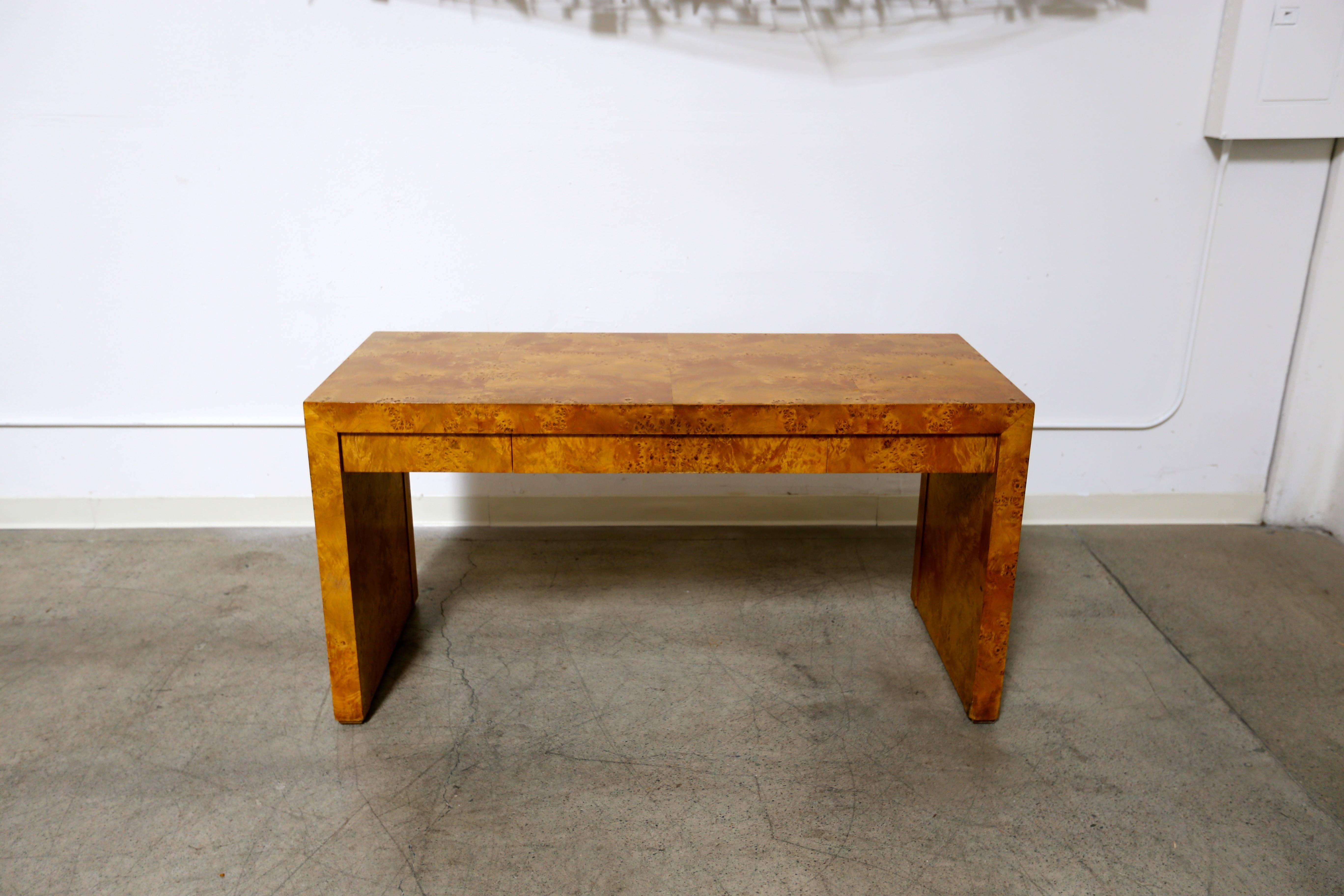 Mid-Century Modern Burled Wood Writing Desk by Hekman Furniture Company