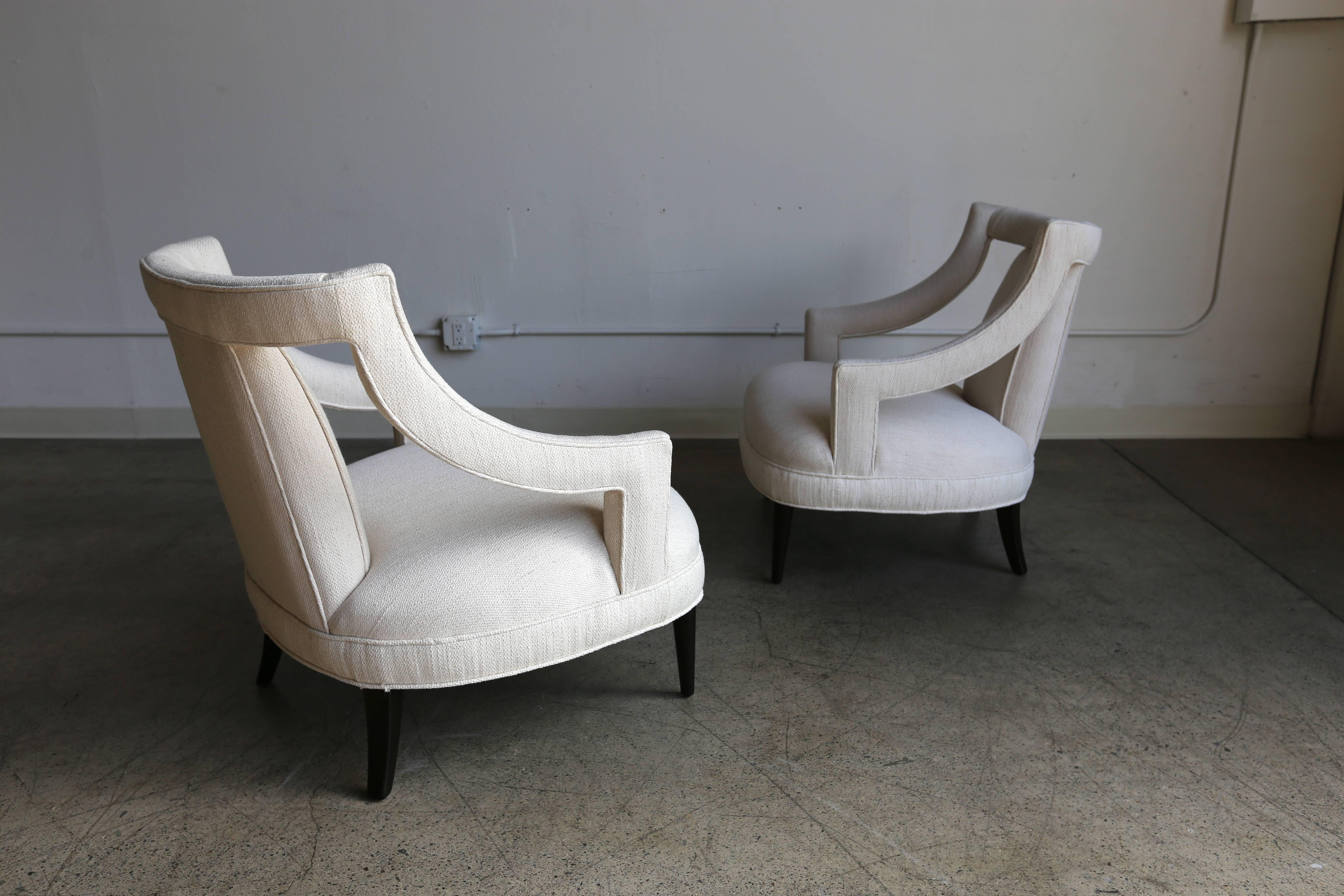 Classic Pair of Open Arm Lounge Chairs  2