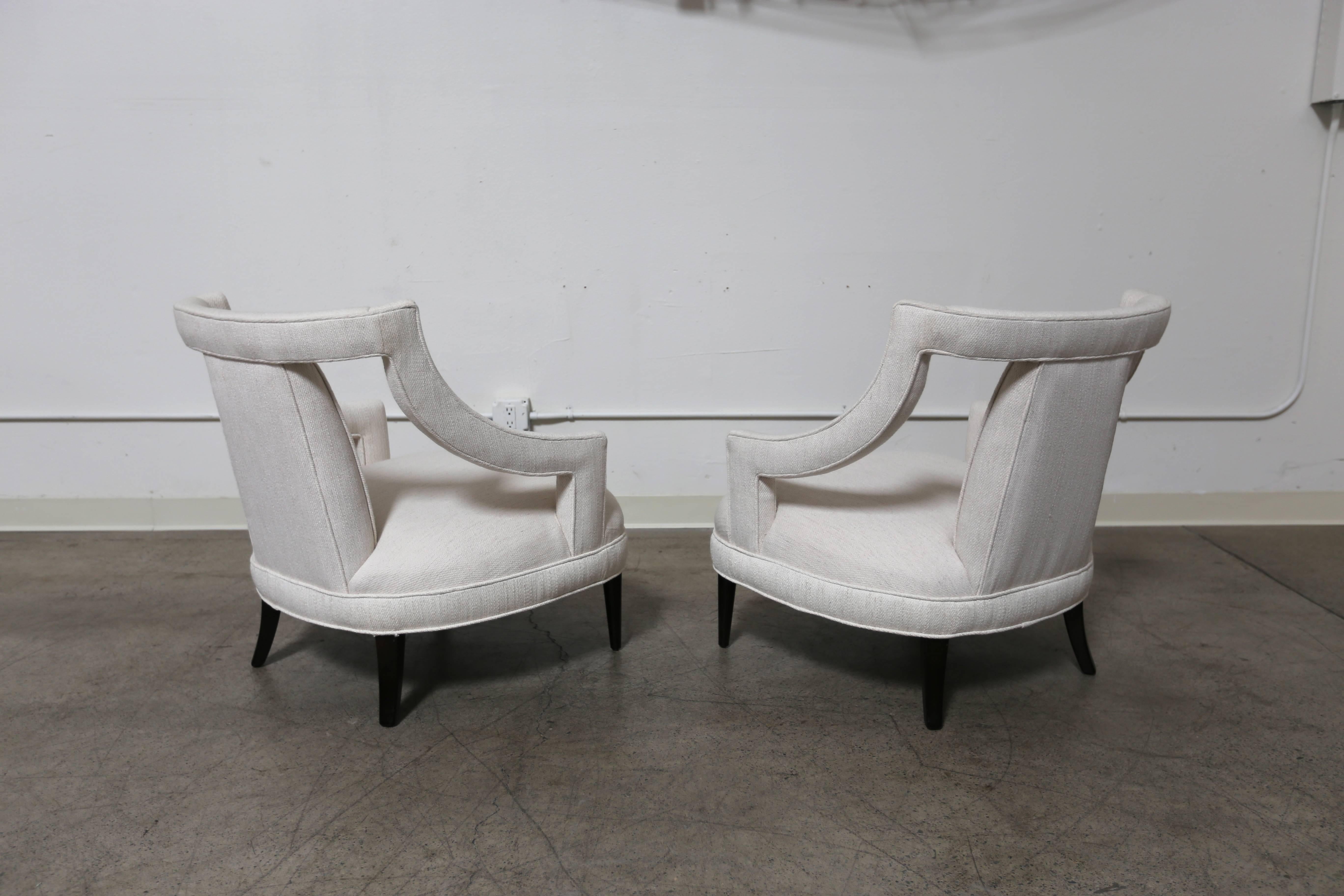 20th Century Classic Pair of Open Arm Lounge Chairs 
