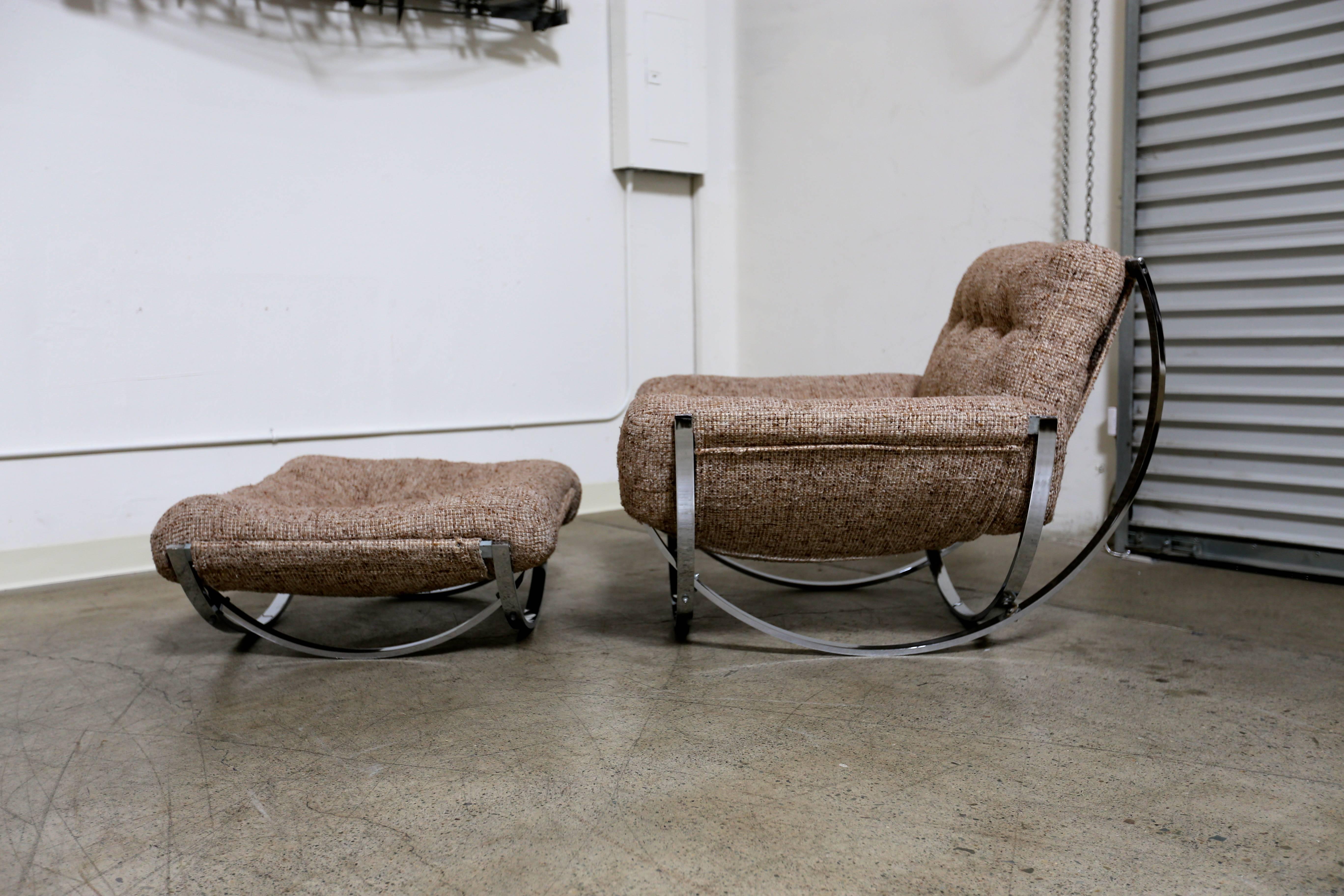20th Century Sculptural Lounge Chair and Ottoman