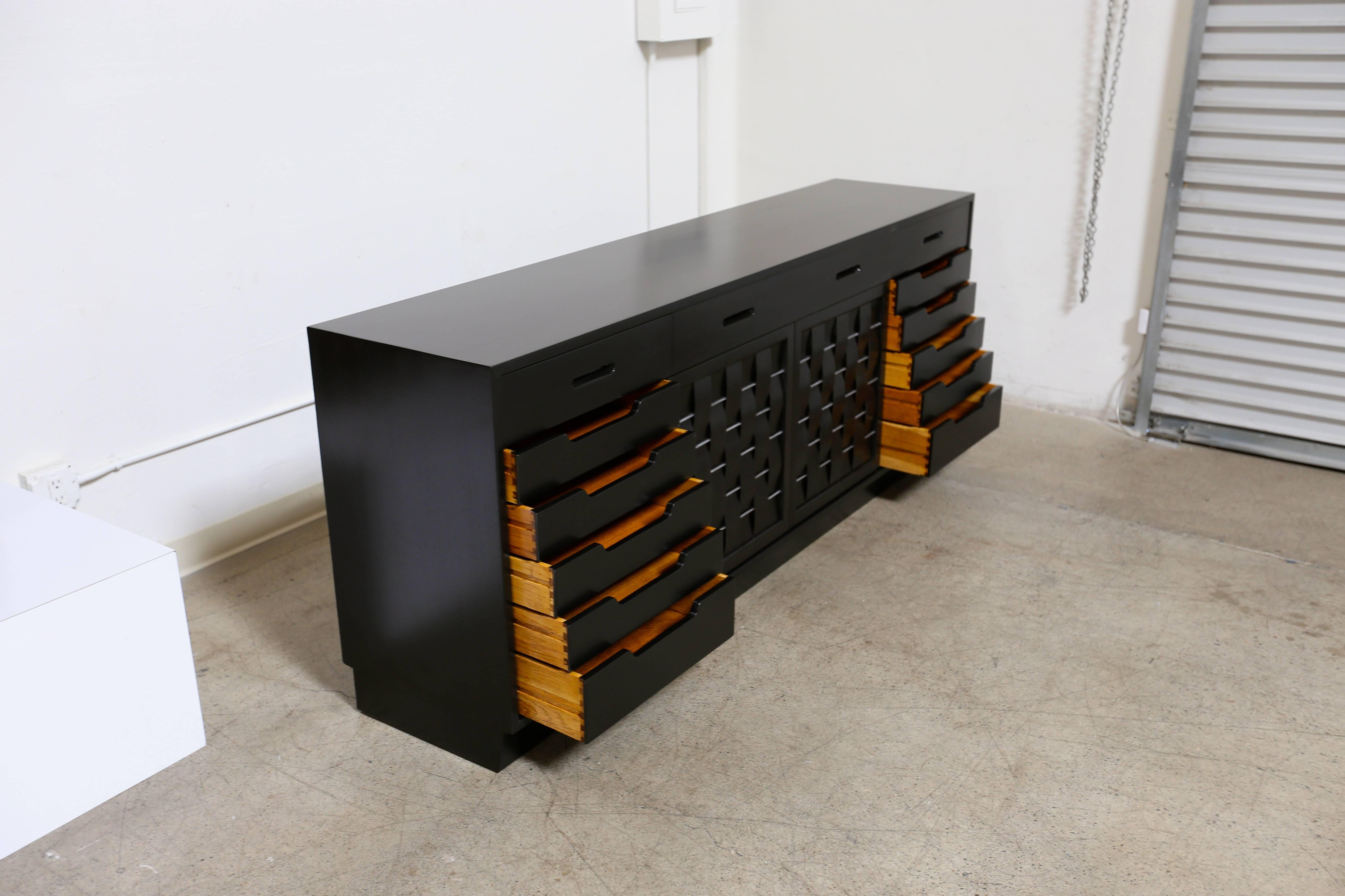 American Ebonized Woven Front Credenza by Edward Wormley