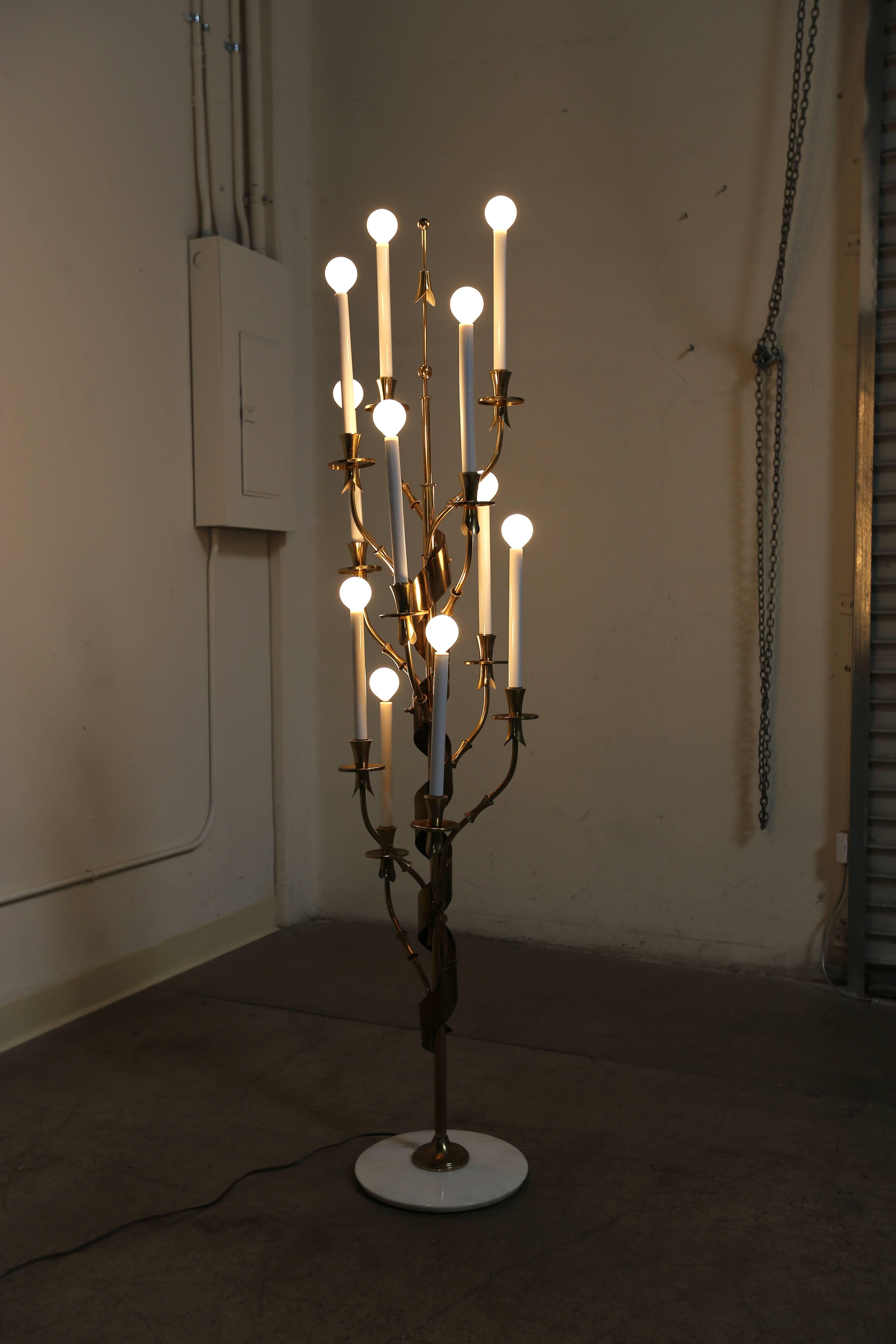 Mid-Century Modern Sculptural Italian Brass Floor Lamp by Stilnovo