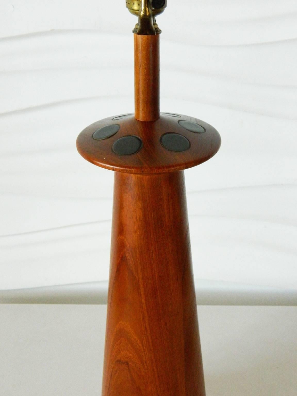 American Mid-Century Modern Walnut Lamp with Martz Ceramic Tiles For Sale