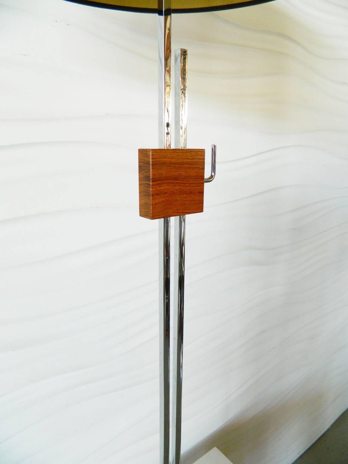 Adjustable Chrome and Rosewood Floor Lamp by Hans Eichenberger In Good Condition In Baltimore, MD