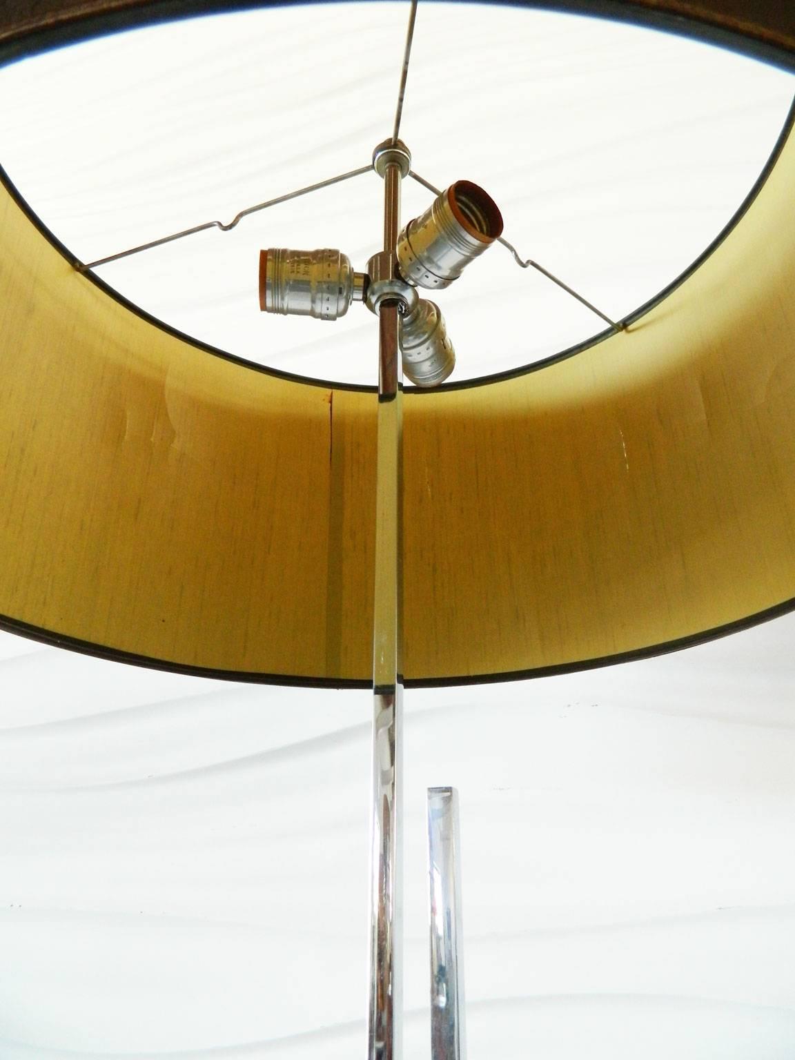 Adjustable Chrome and Rosewood Floor Lamp by Hans Eichenberger 1