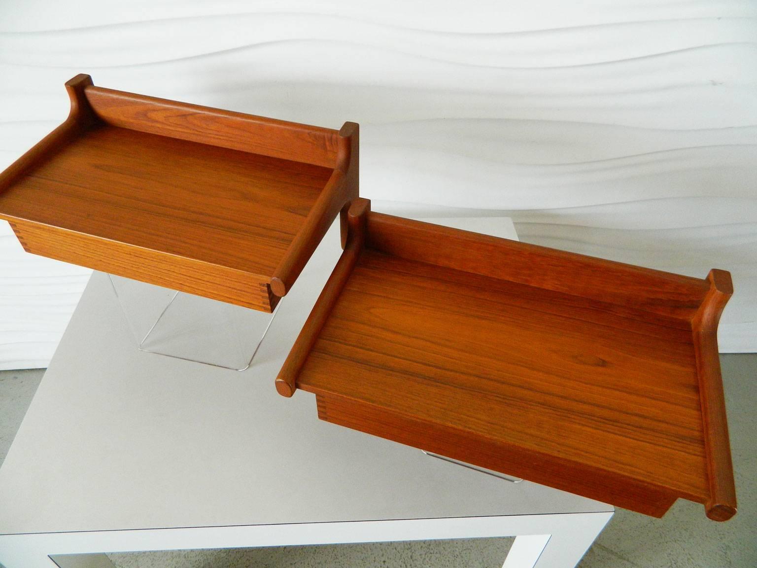 floating teak shelf