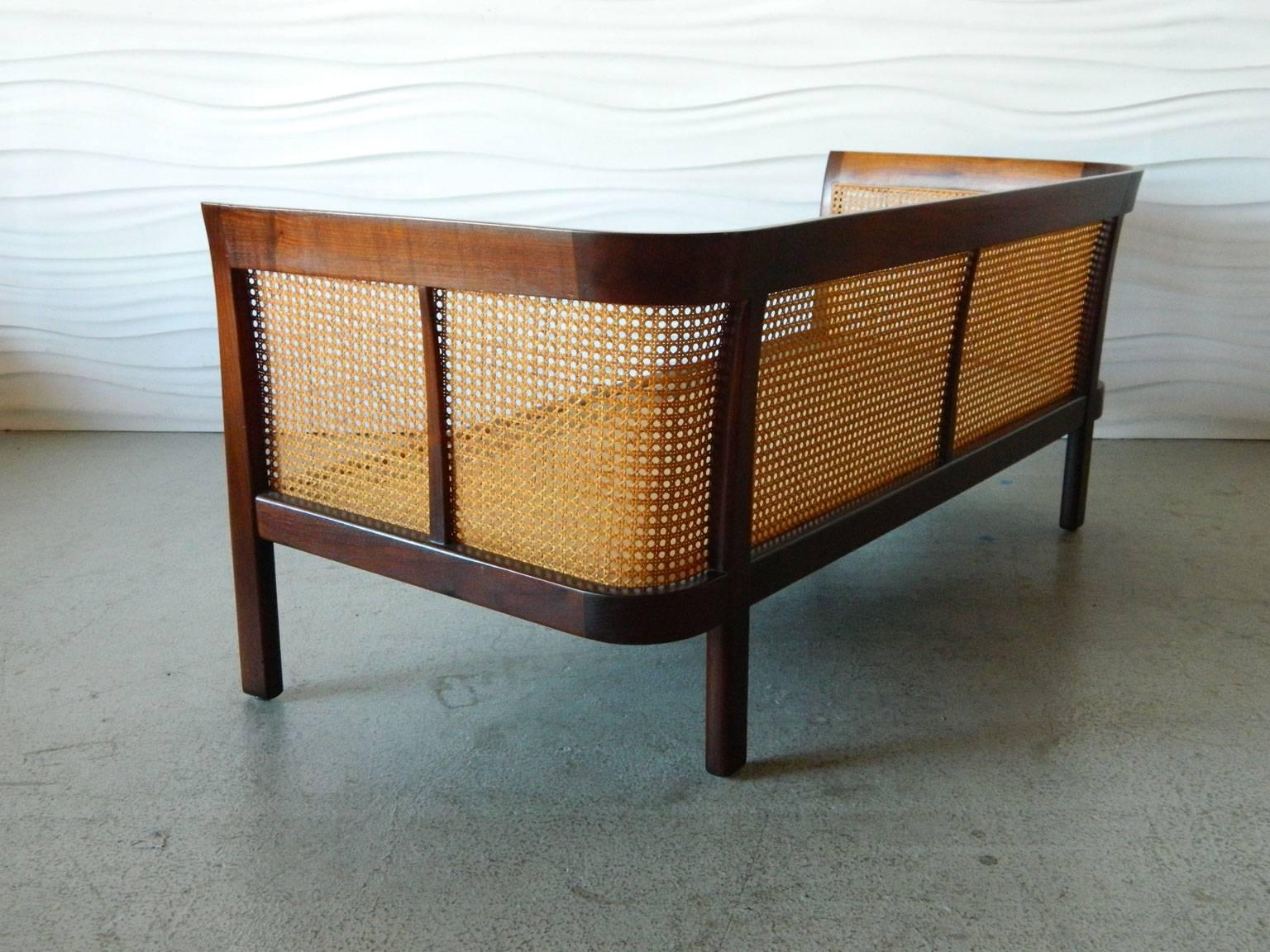 Erwin-Lambeth Caned Settee In Good Condition For Sale In Baltimore, MD