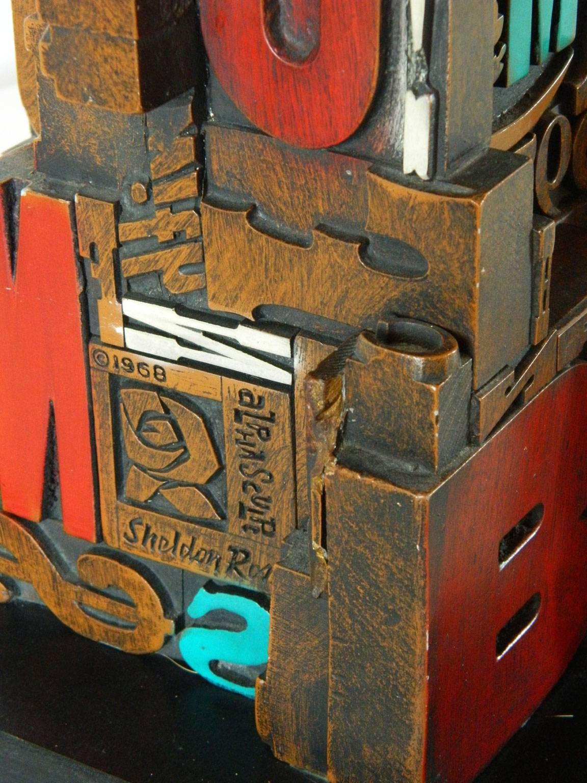 Mid-Century Modern Industrial Typeface Sculpture by Sheldon Rose 3