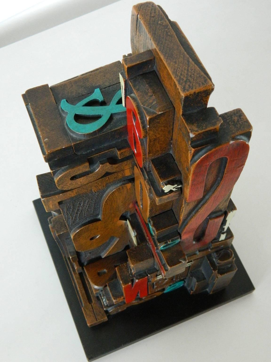 Mid-Century Modern Industrial Typeface Sculpture by Sheldon Rose 2