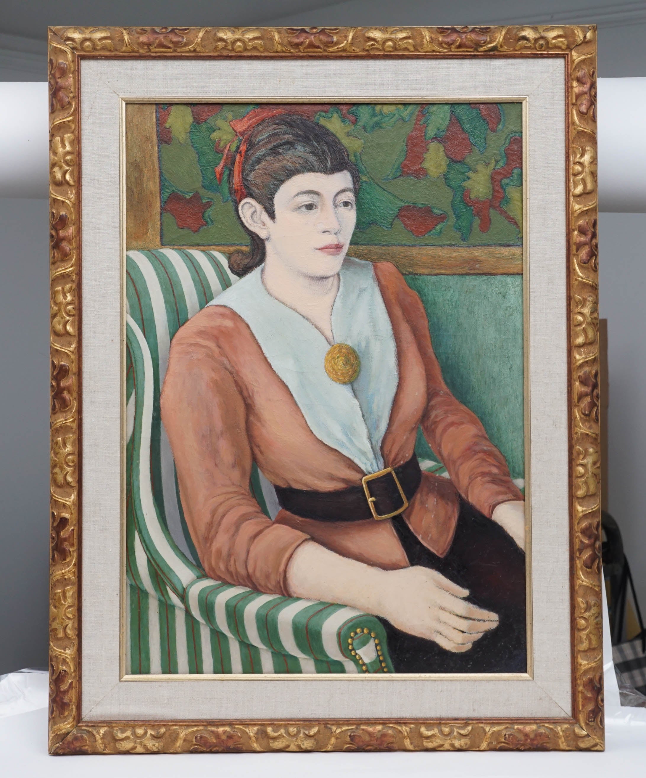 Wonderful depiction of a woman by a wall known female Scottish artist. Winifred and her sister Allison were well known for their woodcuts and oil paintings. Winifred continued to paint until her 90th birthday. She and her sister were the subjects of