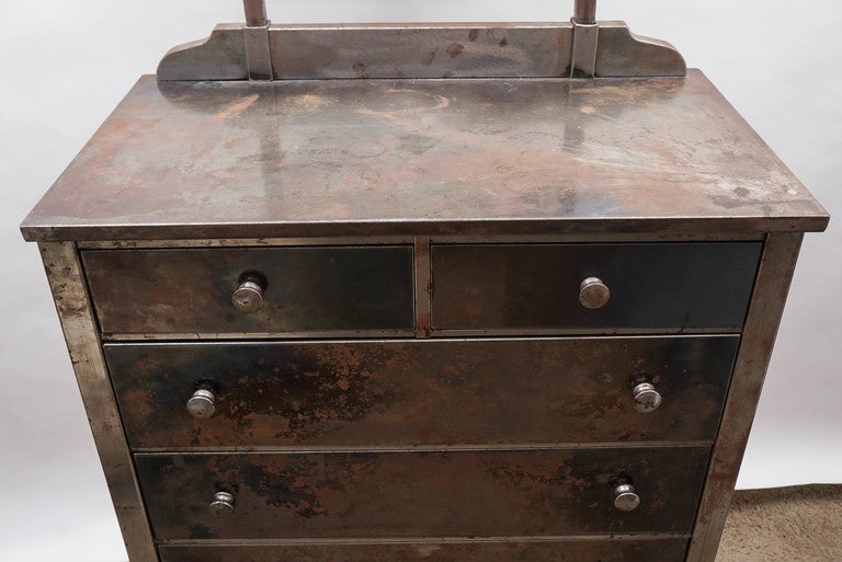 antique metal dresser with mirror