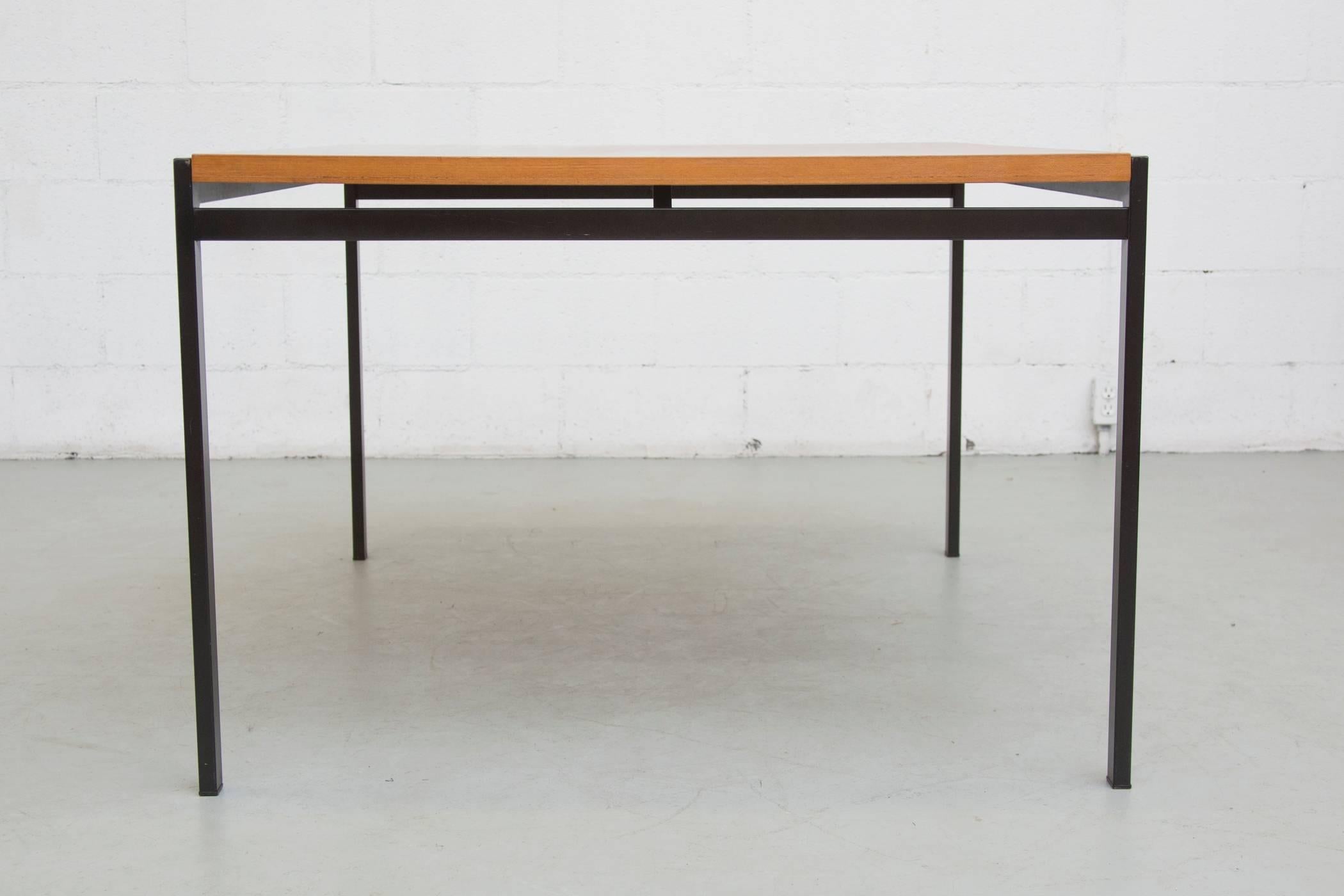 Mid-Century Modern Cees Braakman Japanese Series Dining Table in Teak and Black Enameled Steel For Sale