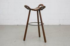 Pair of Dark Wood Sergio Rodrigues Style Bar Stools
