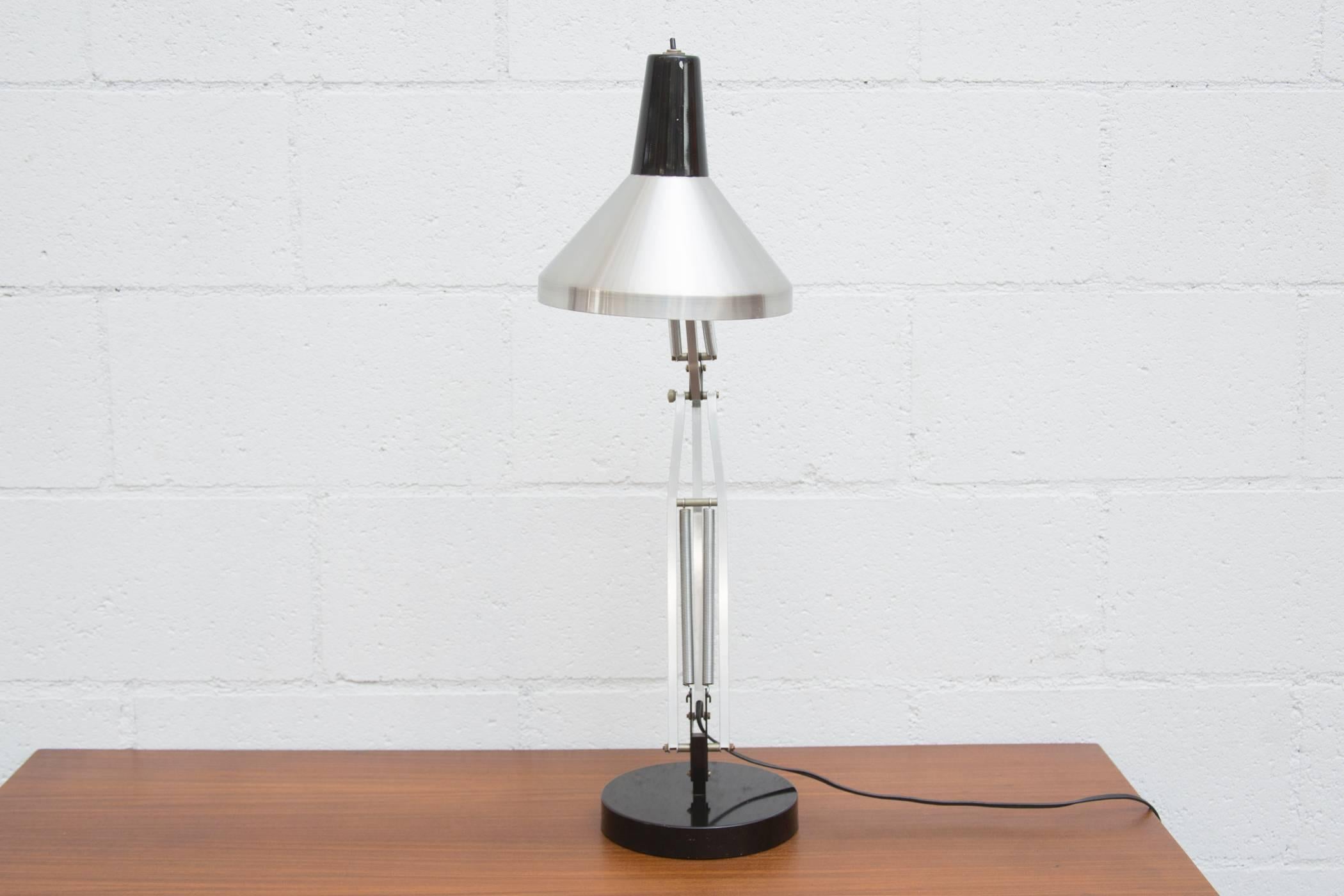 Dutch  Hala Zeist Aluminum and Black Drafting Lamp