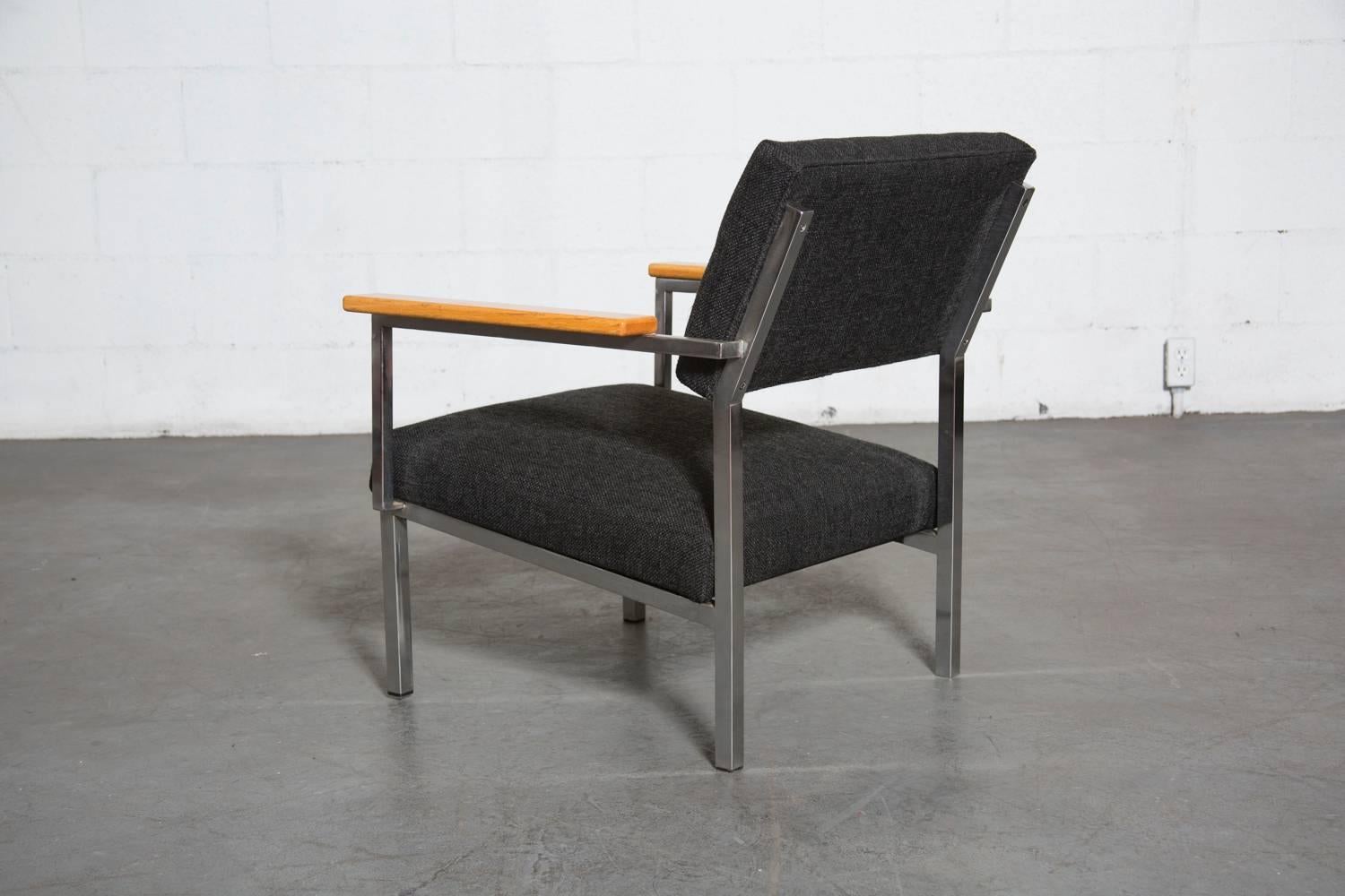 Dutch  Mid-Century Martin Visser Lounge Chair in Charcoal and Chrome  For Sale
