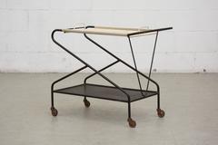Rare Pilastro Rolling Perforated Metal Bar Cart