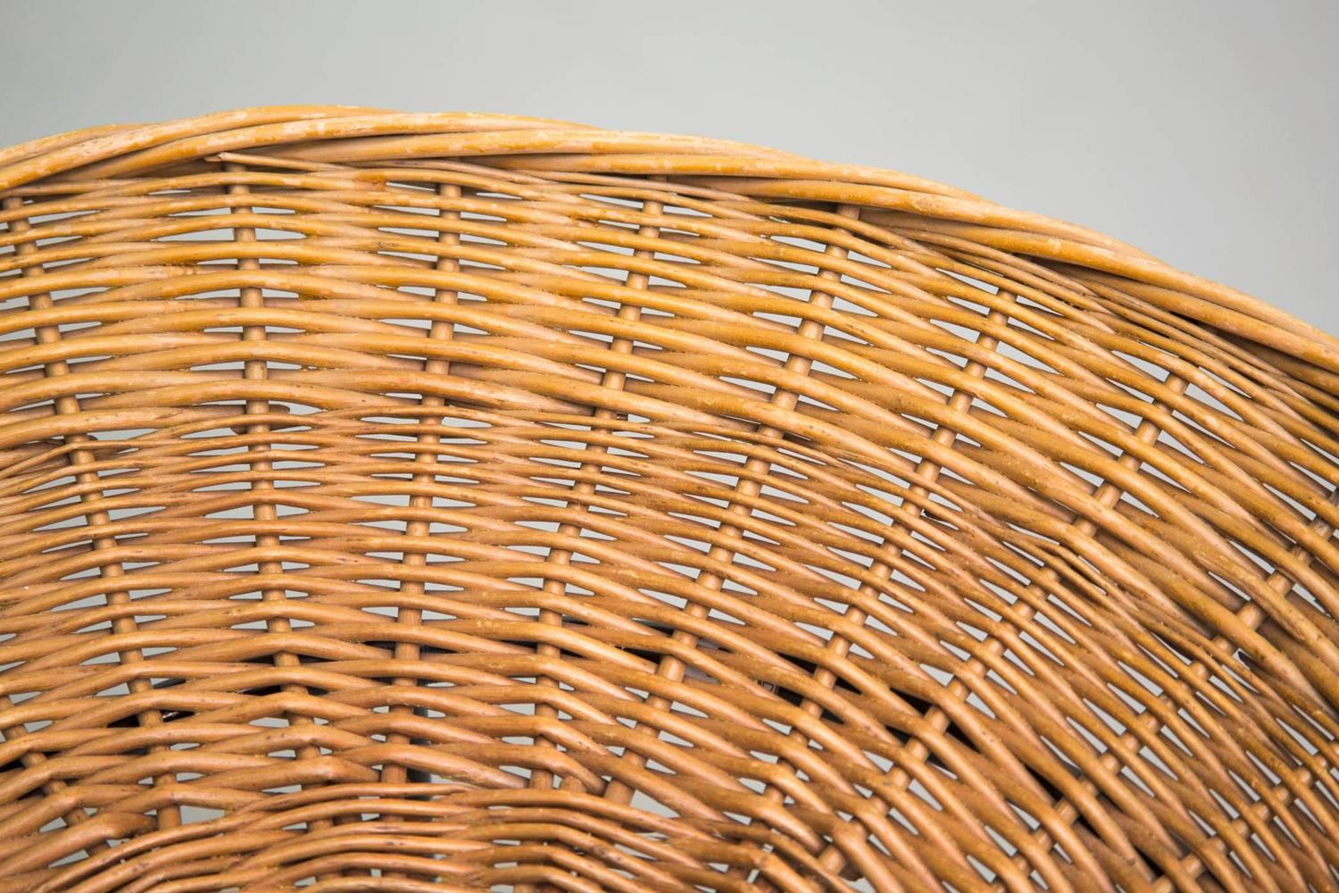 Woven Rattan Basket Side Table at 1stdibs