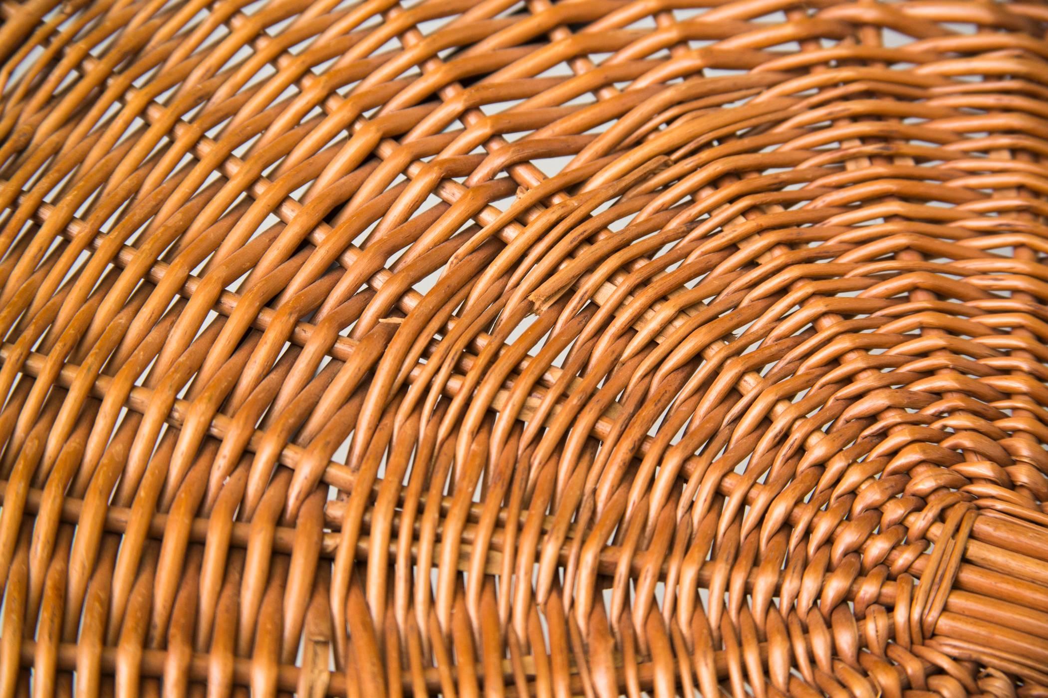 Enameled Woven Rattan Basket Side Table