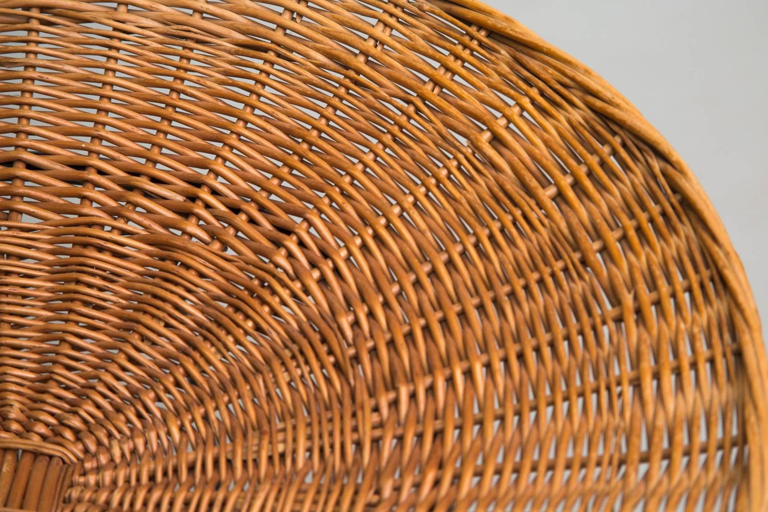 Woven Rattan Basket Side Table at 1stdibs