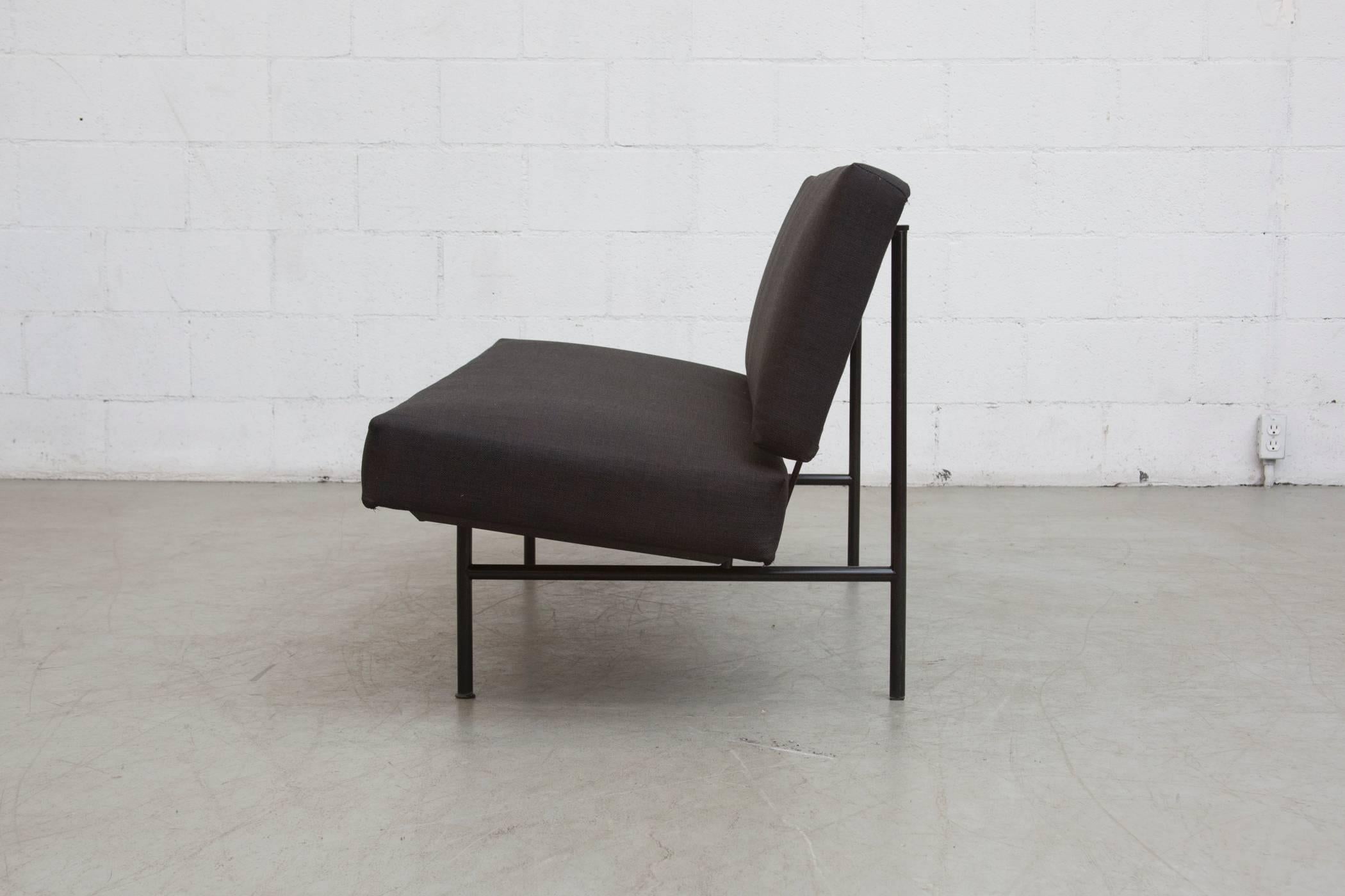 Mid-Century Modern Coen de Vries Attributed to Black Streamline Sofa