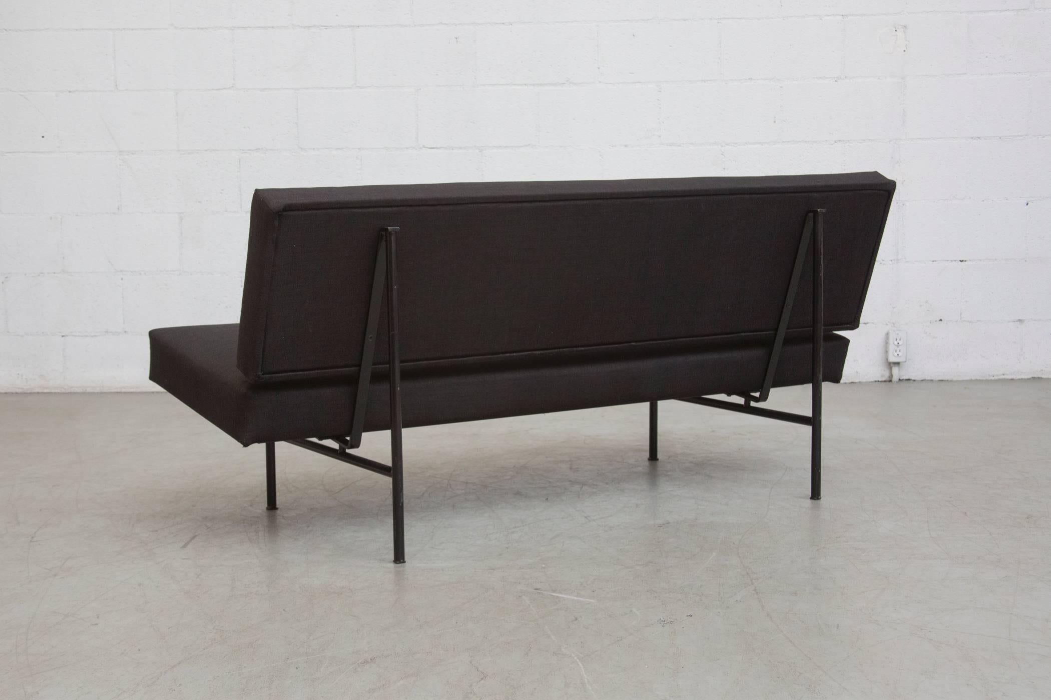 Dutch Coen de Vries Attributed to Black Streamline Sofa