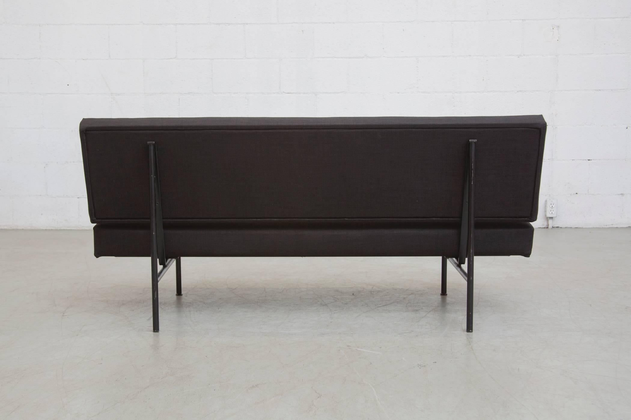 Enameled Coen de Vries Attributed to Black Streamline Sofa