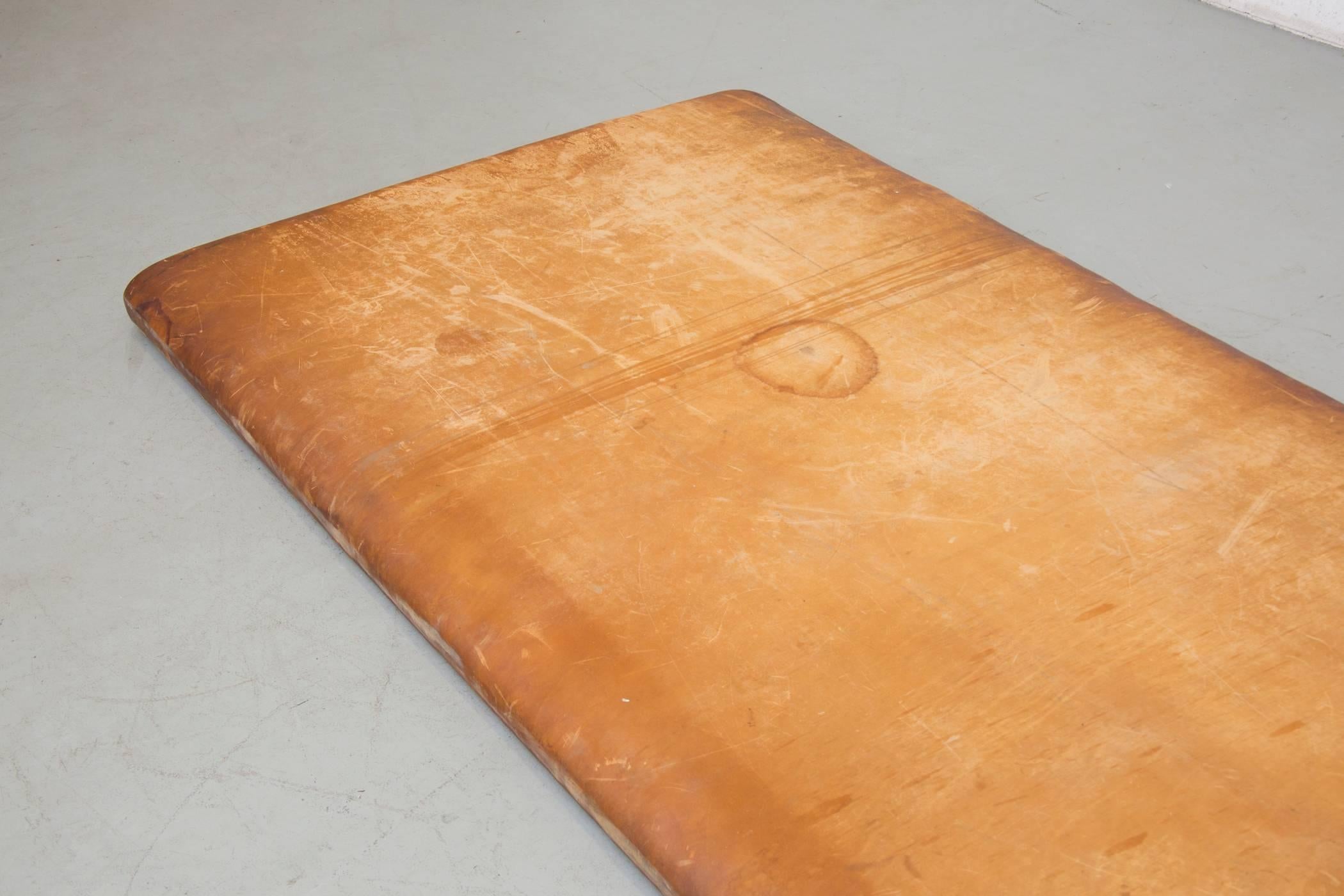 Mid-Century Modern Vintage Leather Gymnastics Tumble Mat with Patina
