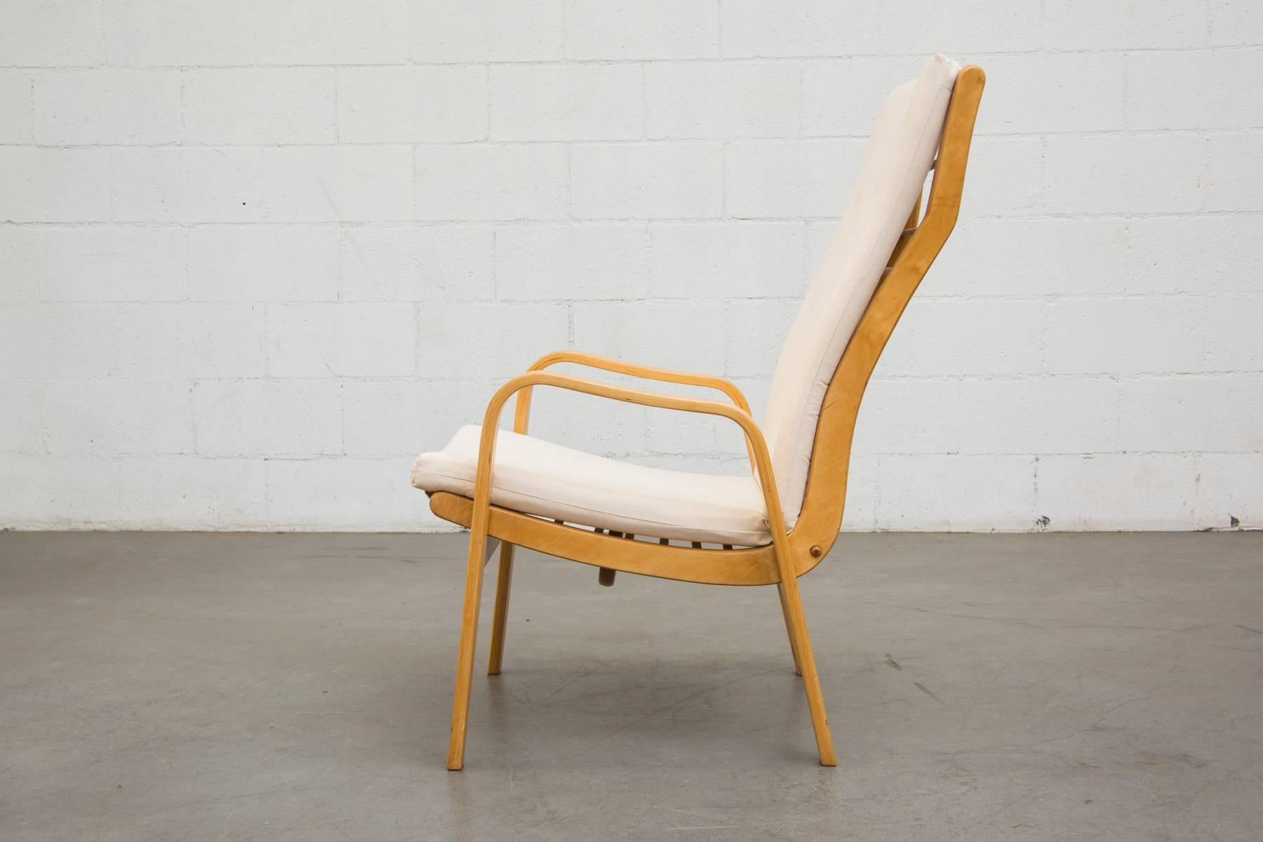 Mid-Century Modern High Back Cees Braakman Bentwood Lounge Chair by Pastoe