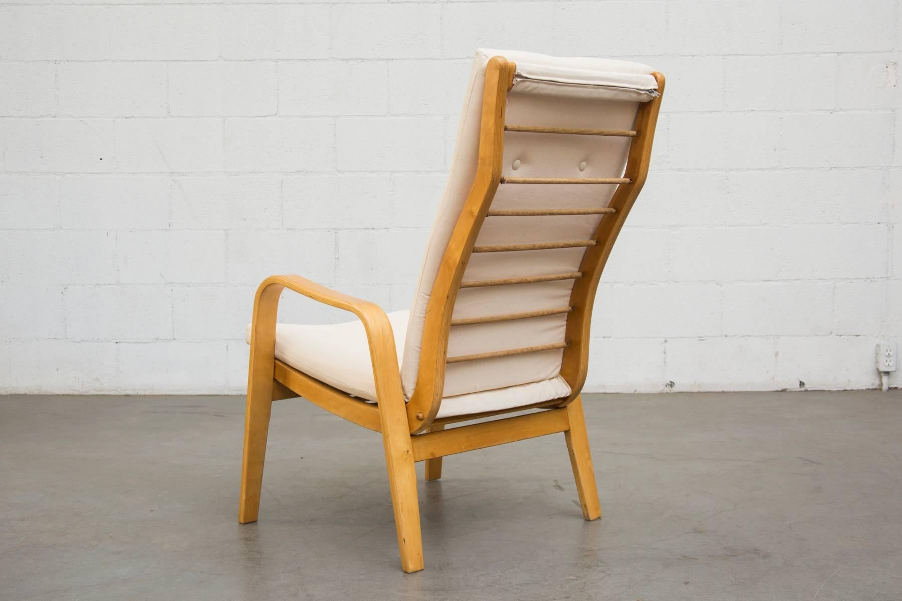 Dutch High Back Cees Braakman Bentwood Lounge Chair by Pastoe