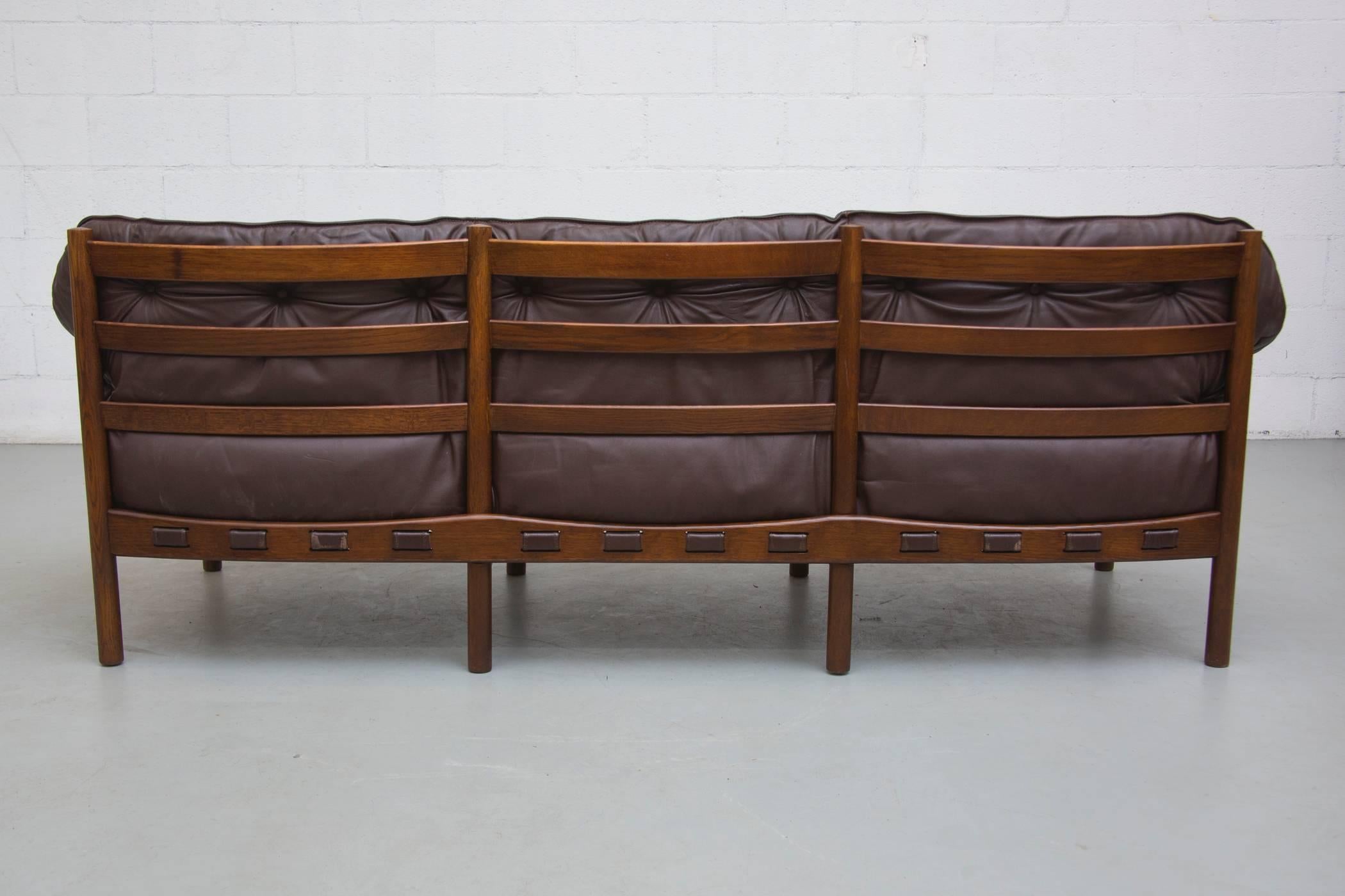 Arne Norell Style Leather Three-Seat Sofa for Coja In Good Condition In Los Angeles, CA