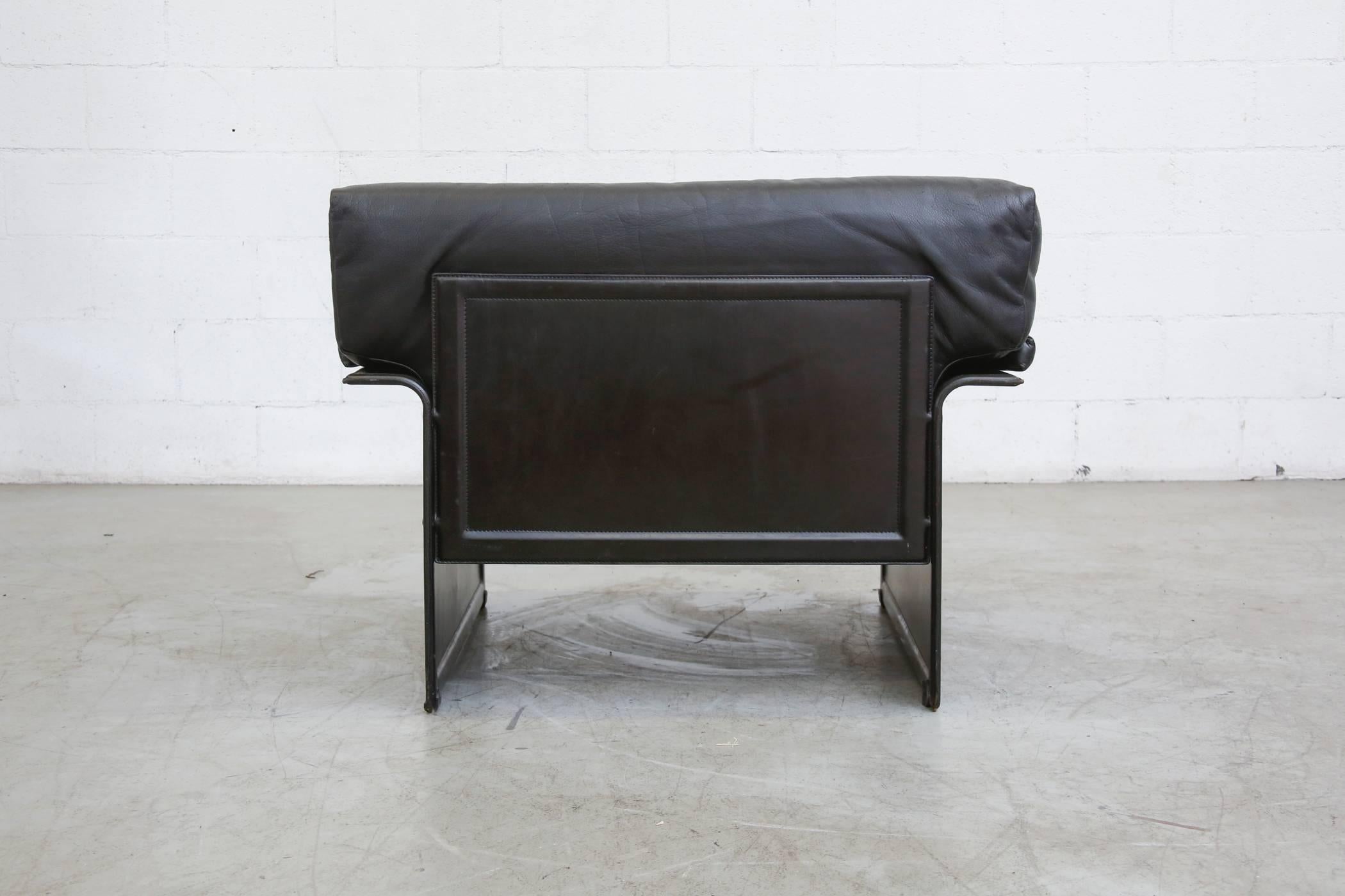 Tito Agnoli Black Leather Lounge Chair for Matteograssi In Good Condition In Los Angeles, CA