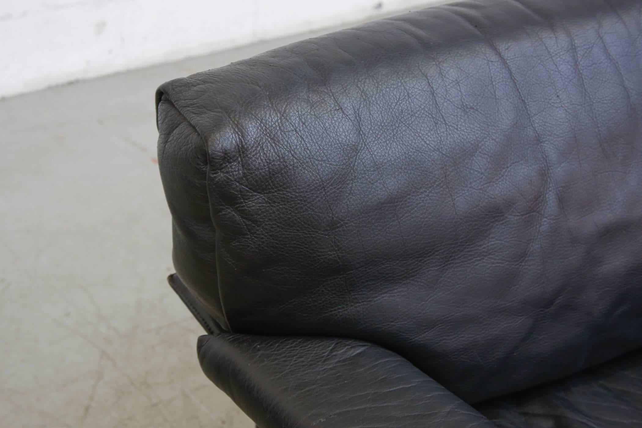 Late 20th Century Tito Agnoli Black Leather Lounge Chair for Matteograssi
