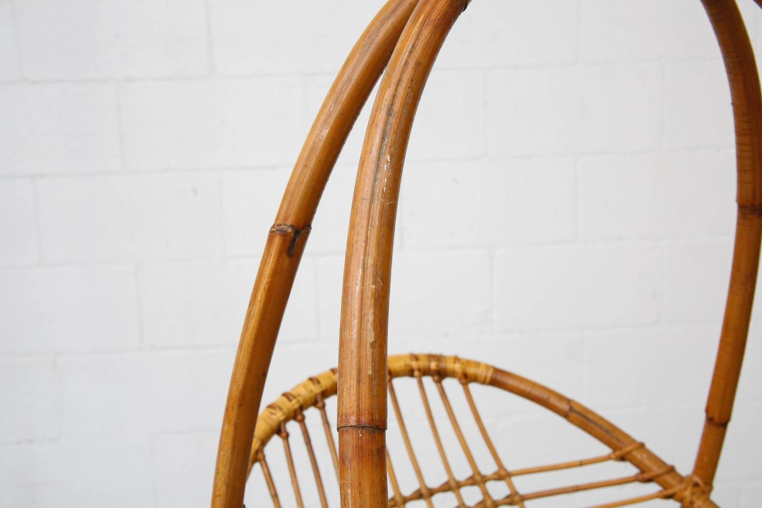 Retro Hanging Bamboo Egg Basket Chair at 1stdibs