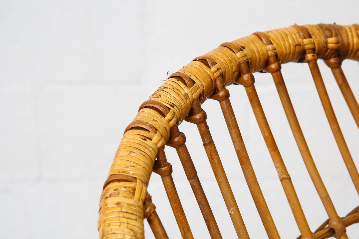 Retro Hanging Bamboo Egg Basket Chair at 1stdibs