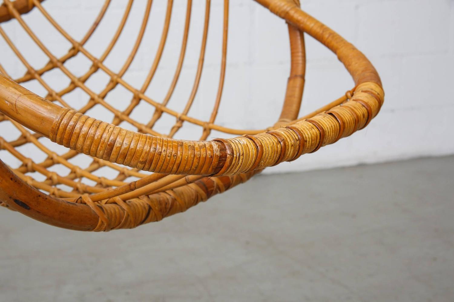 Retro Hanging Bamboo Egg Basket Chair at 1stdibs