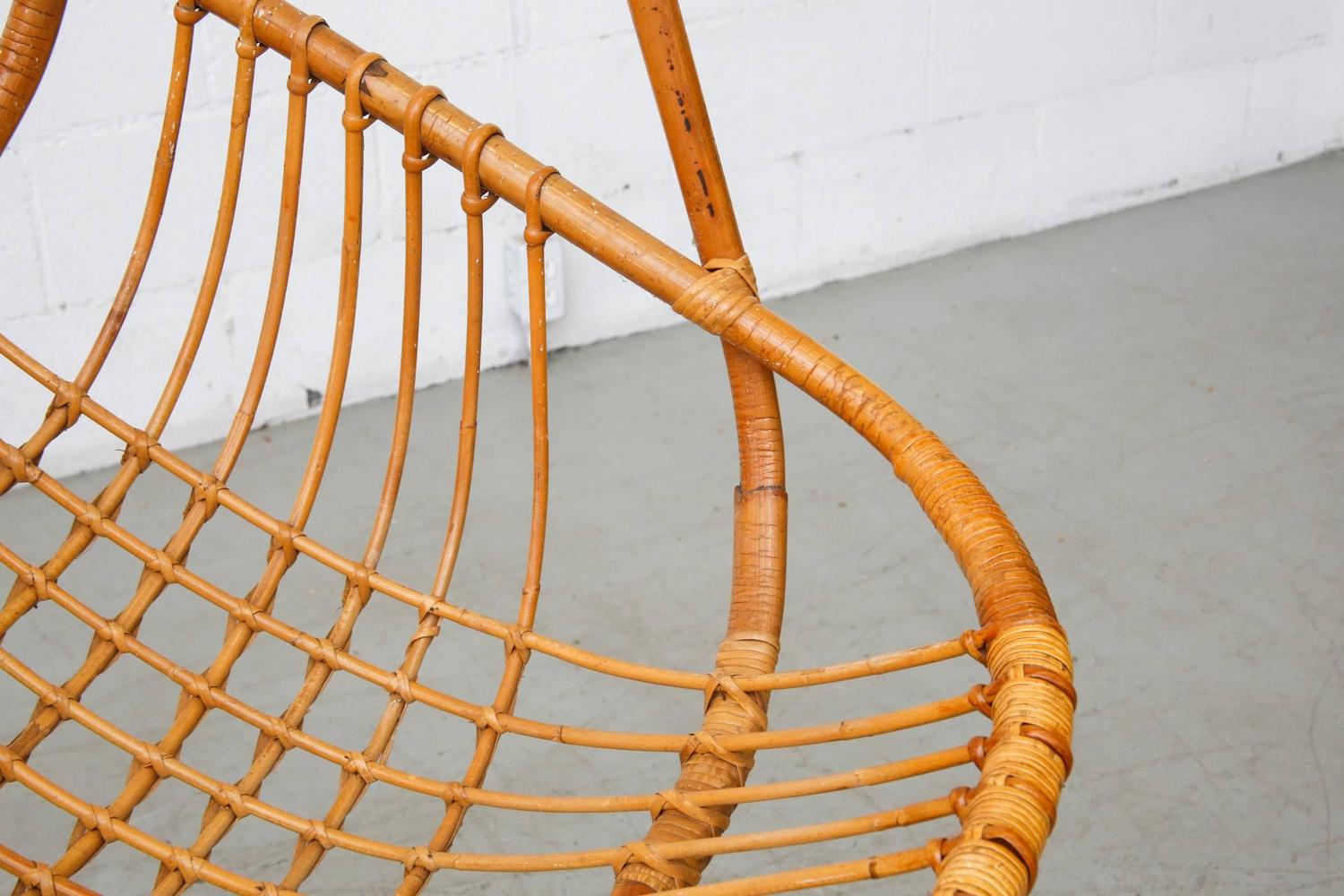 Retro Hanging Bamboo Egg Basket Chair at 1stdibs