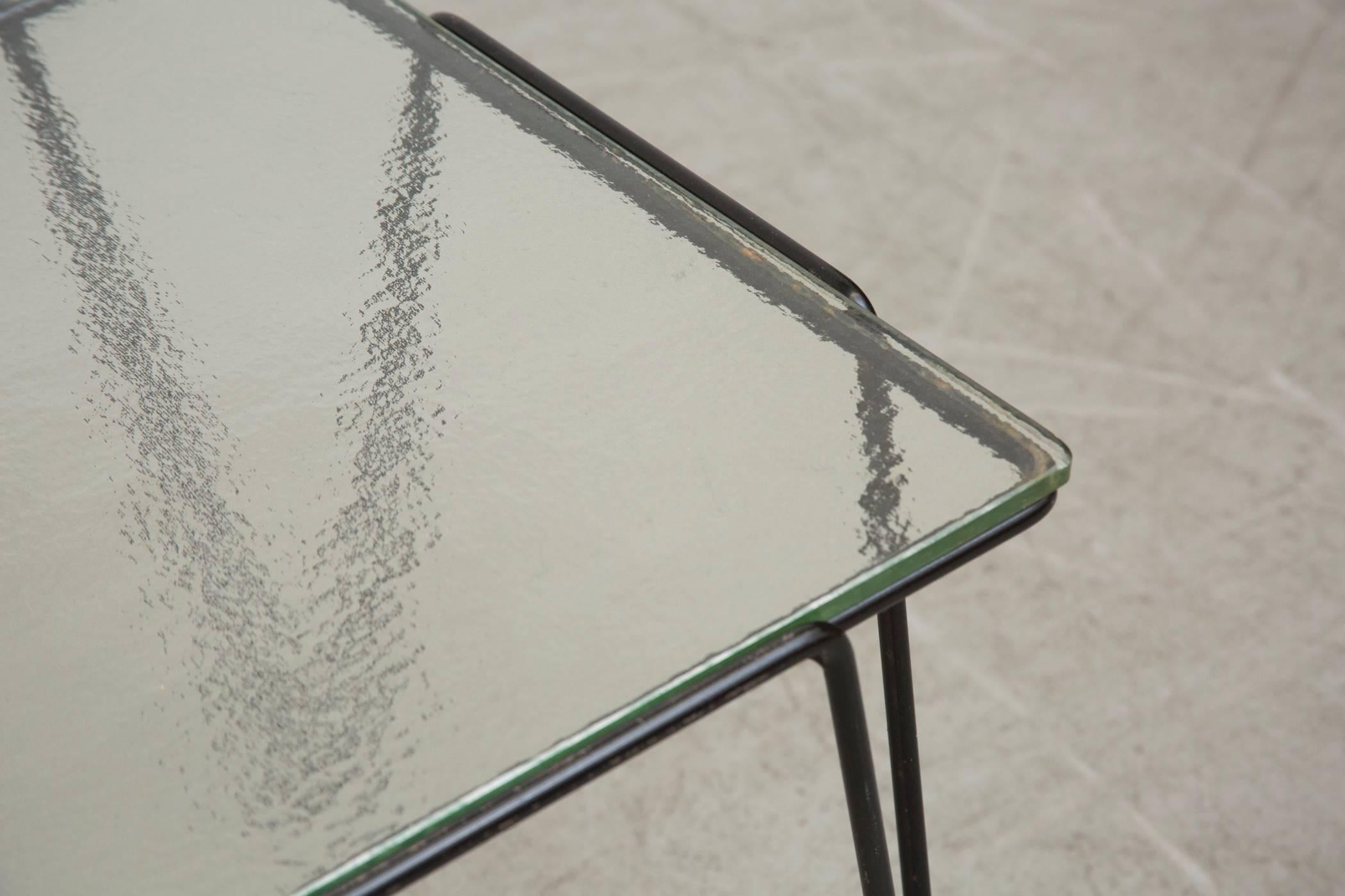 Mid-20th Century A. Bueno de Mesquita for Spurs Glass and Metal Coffee Table