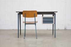 Friso Kramer Style 1950s Metal Desk with Prouve Legs