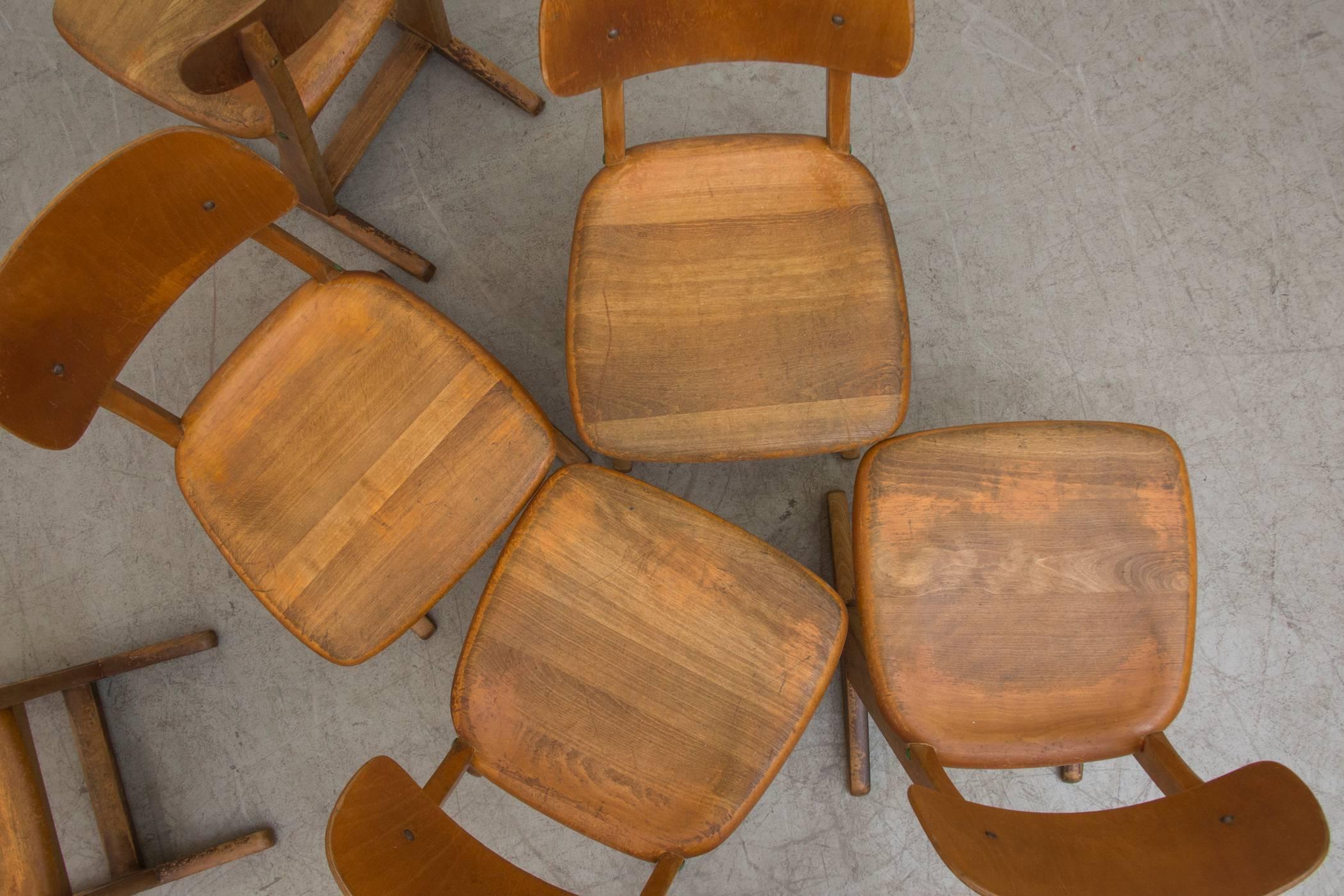 Oak Set of Six Kids Casala Solid Wood Chairs