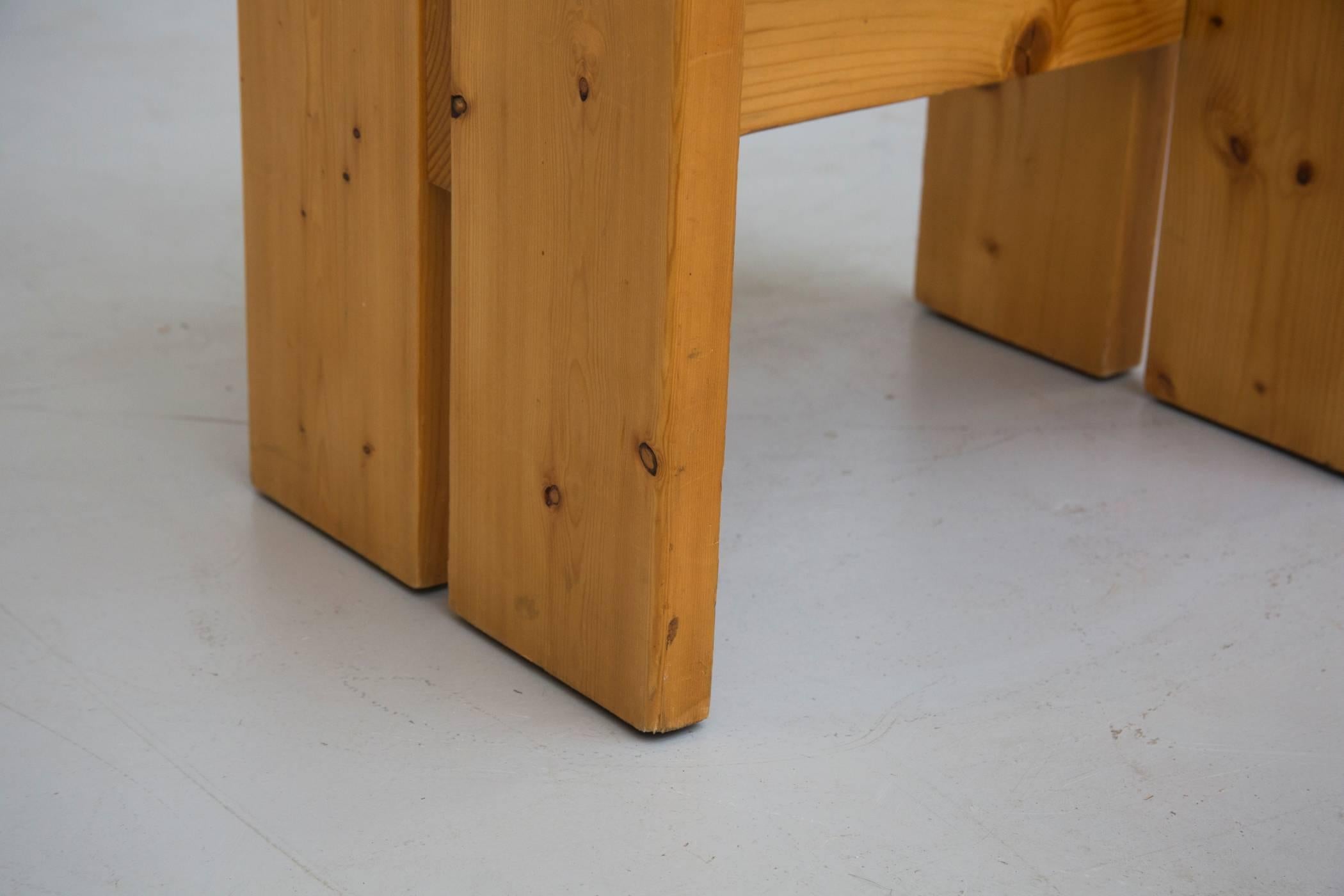 Mid-20th Century Charlotte Perriand Solid Pine Stool for Les Arcs