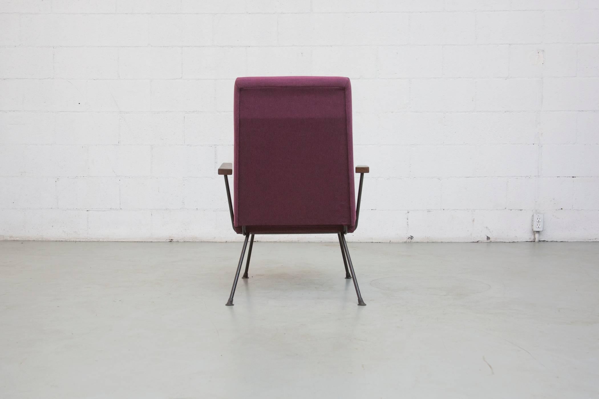 Enameled Gispen 1409 Highback Armchair In New Plum Fabric