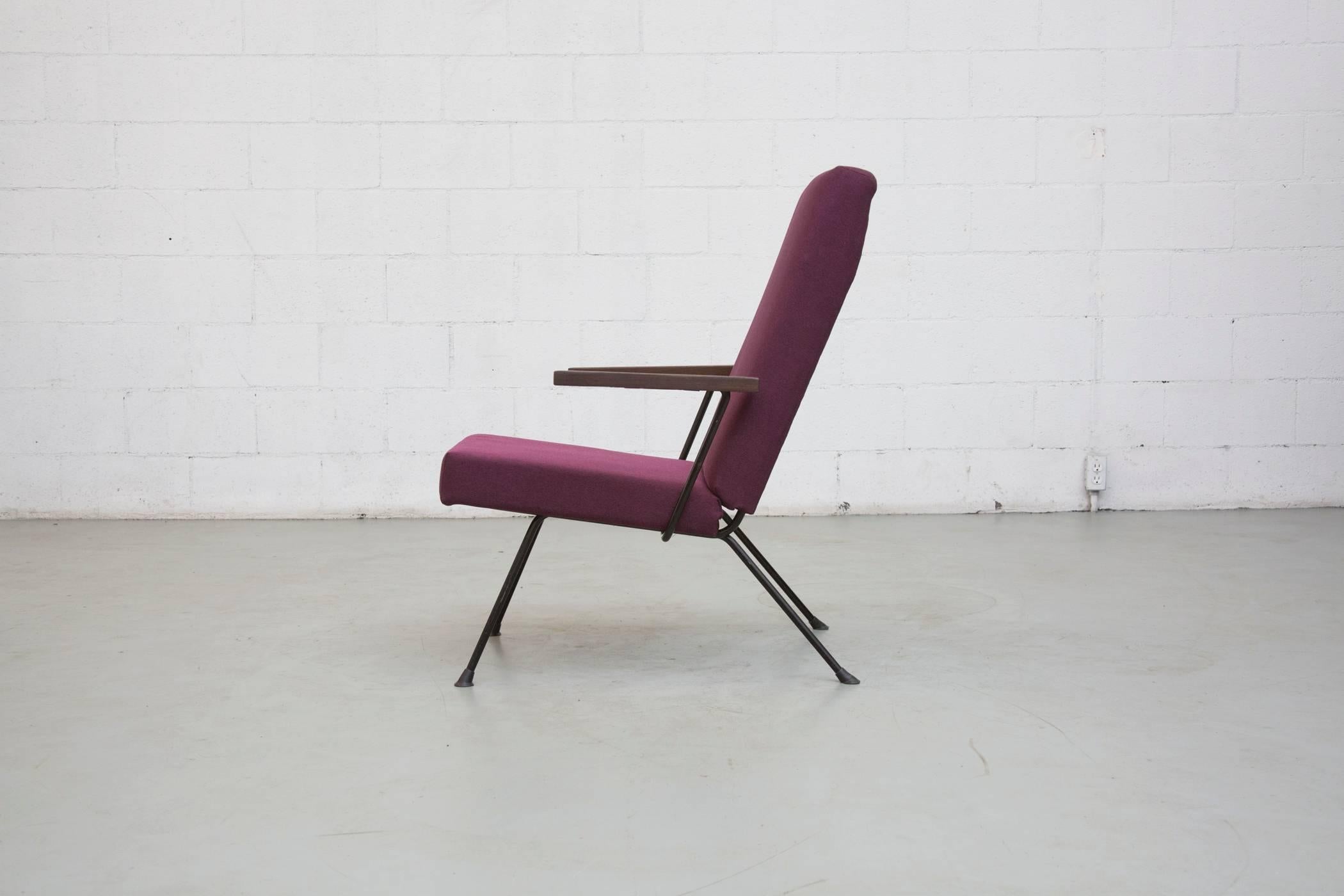 Mid-Century Modern Gispen 1409 Highback Armchair In New Plum Fabric