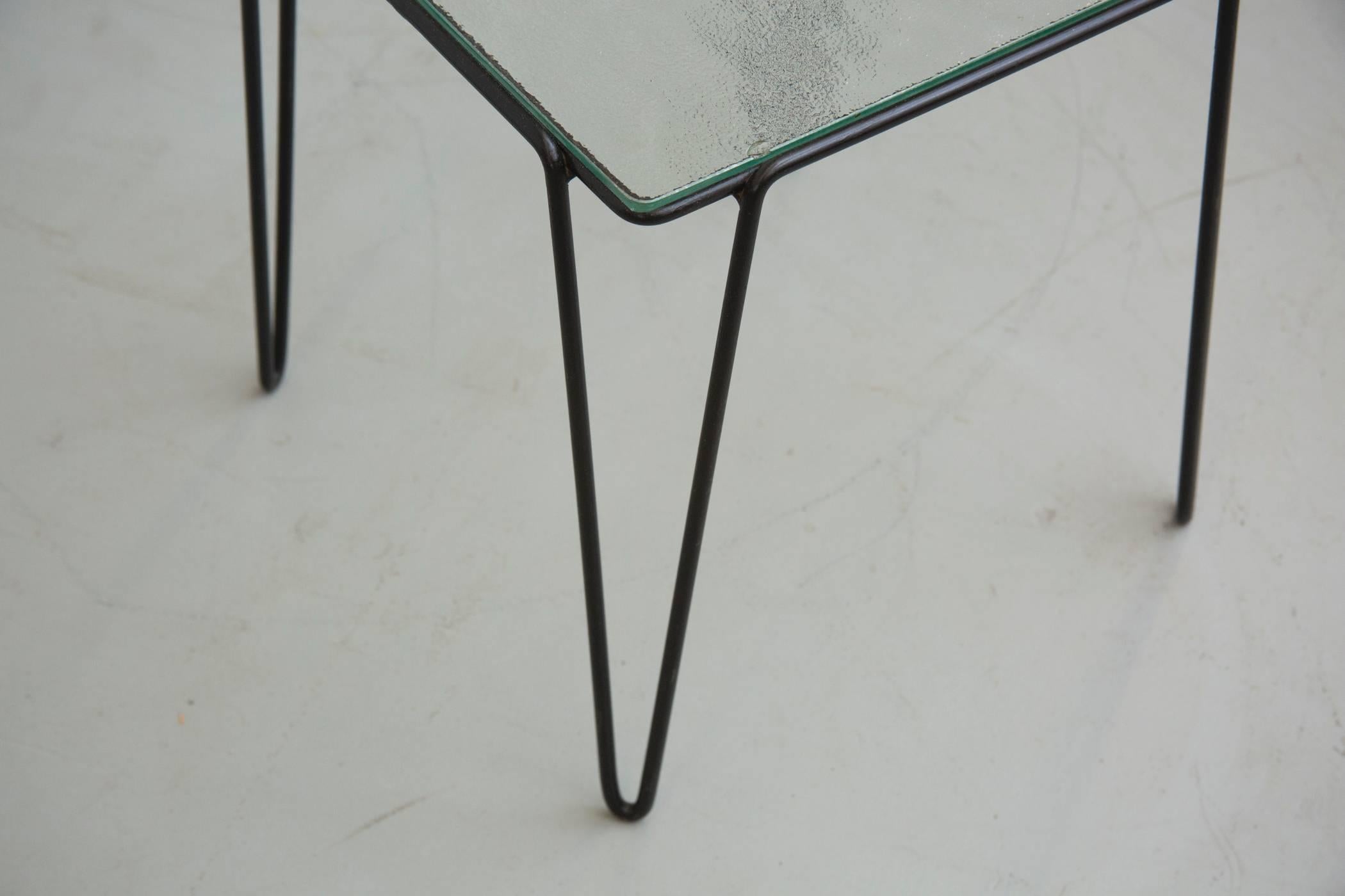 Mid-20th Century A. Bueno de Mesquita for Spurs Glass and Metal Side Table