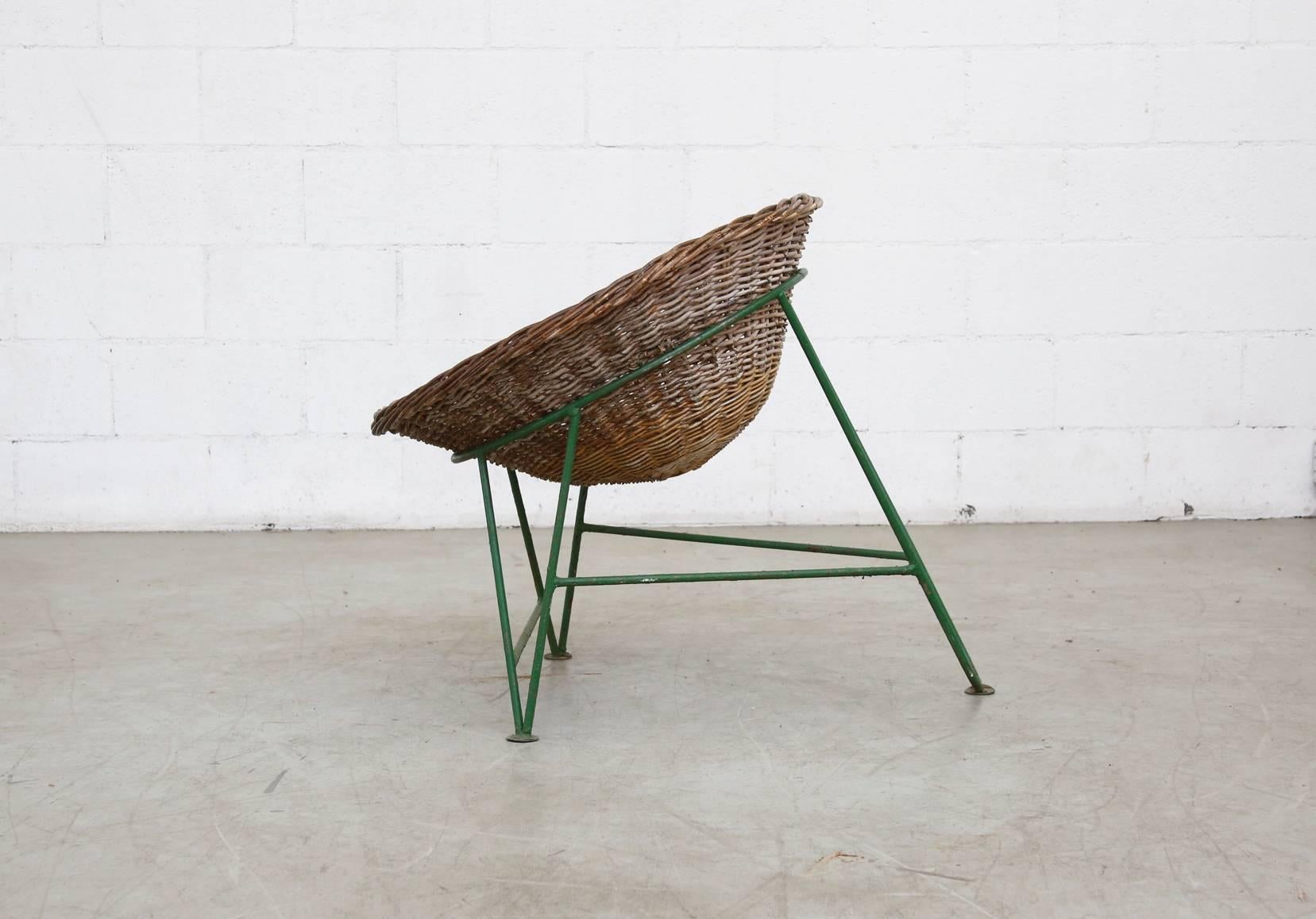 Mid-Century Modern Jacques Adnet Style Woven Basket Chair