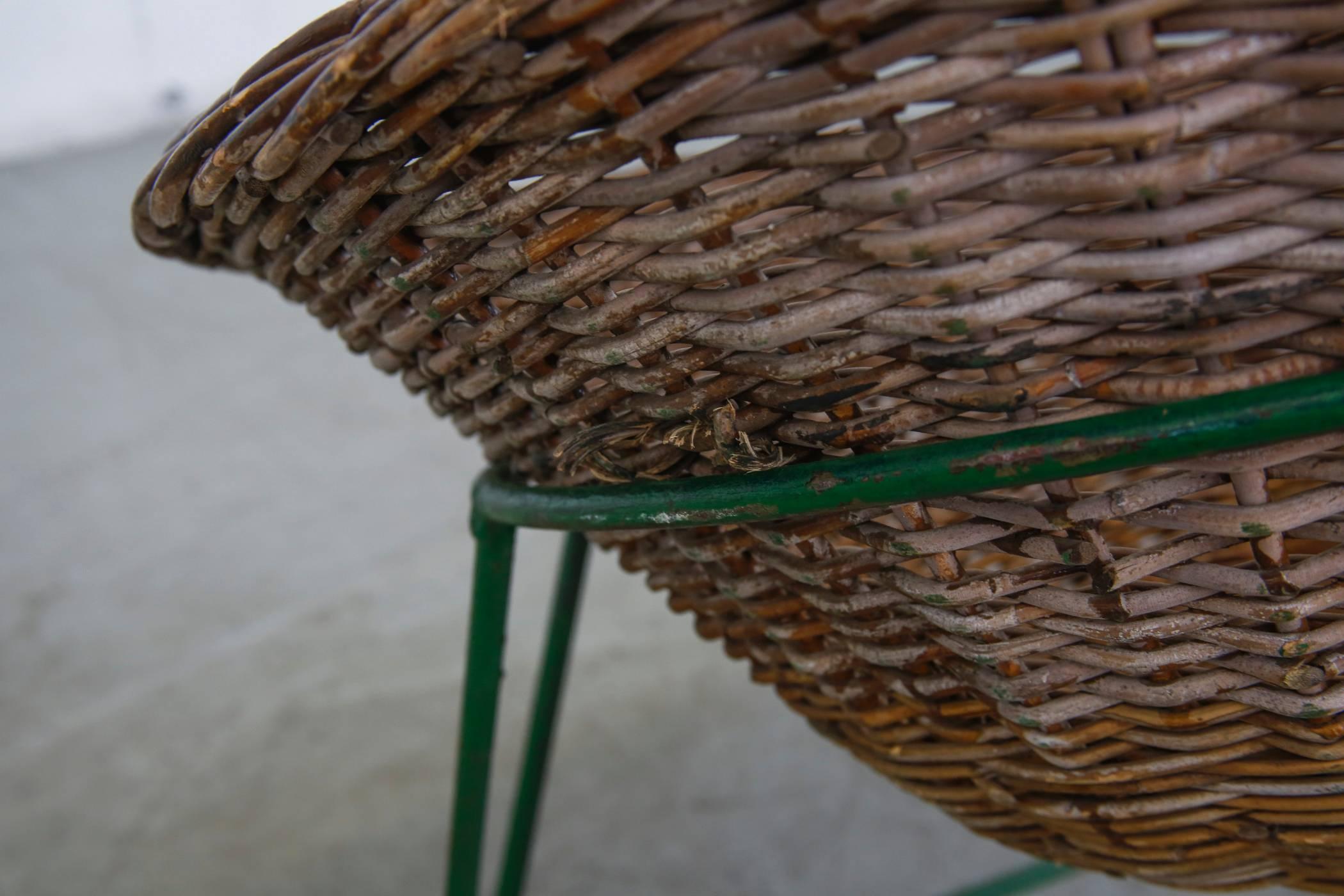 Mid-20th Century Jacques Adnet Style Woven Basket Chair