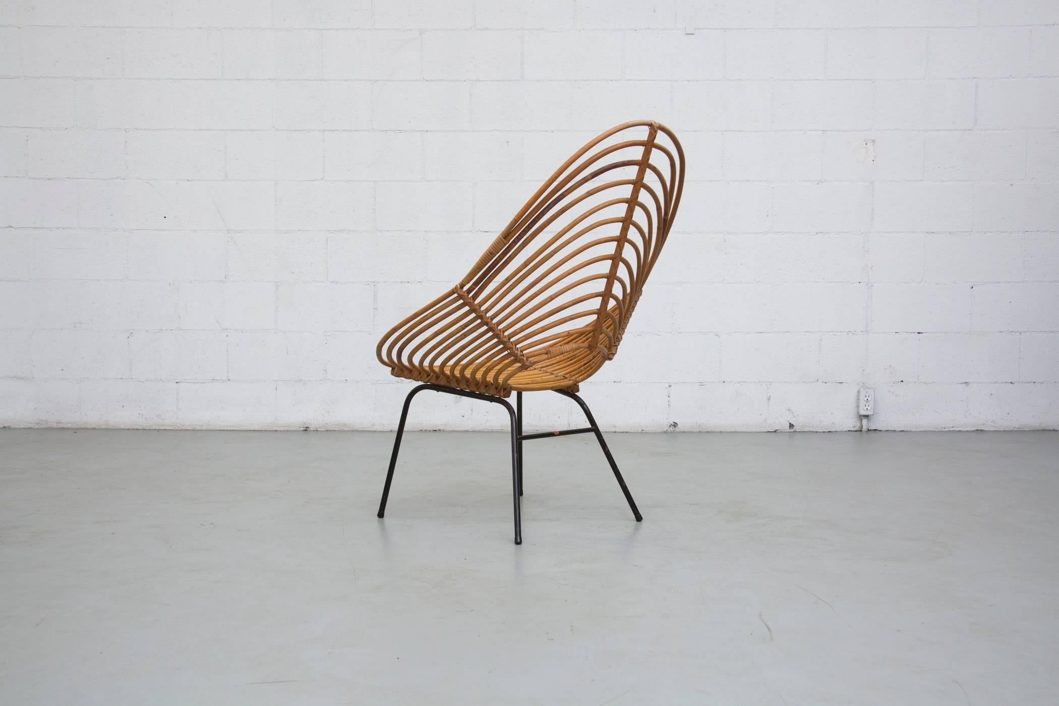 Dutch Onion Skin Patterned Tall Bamboo Lounge Chair