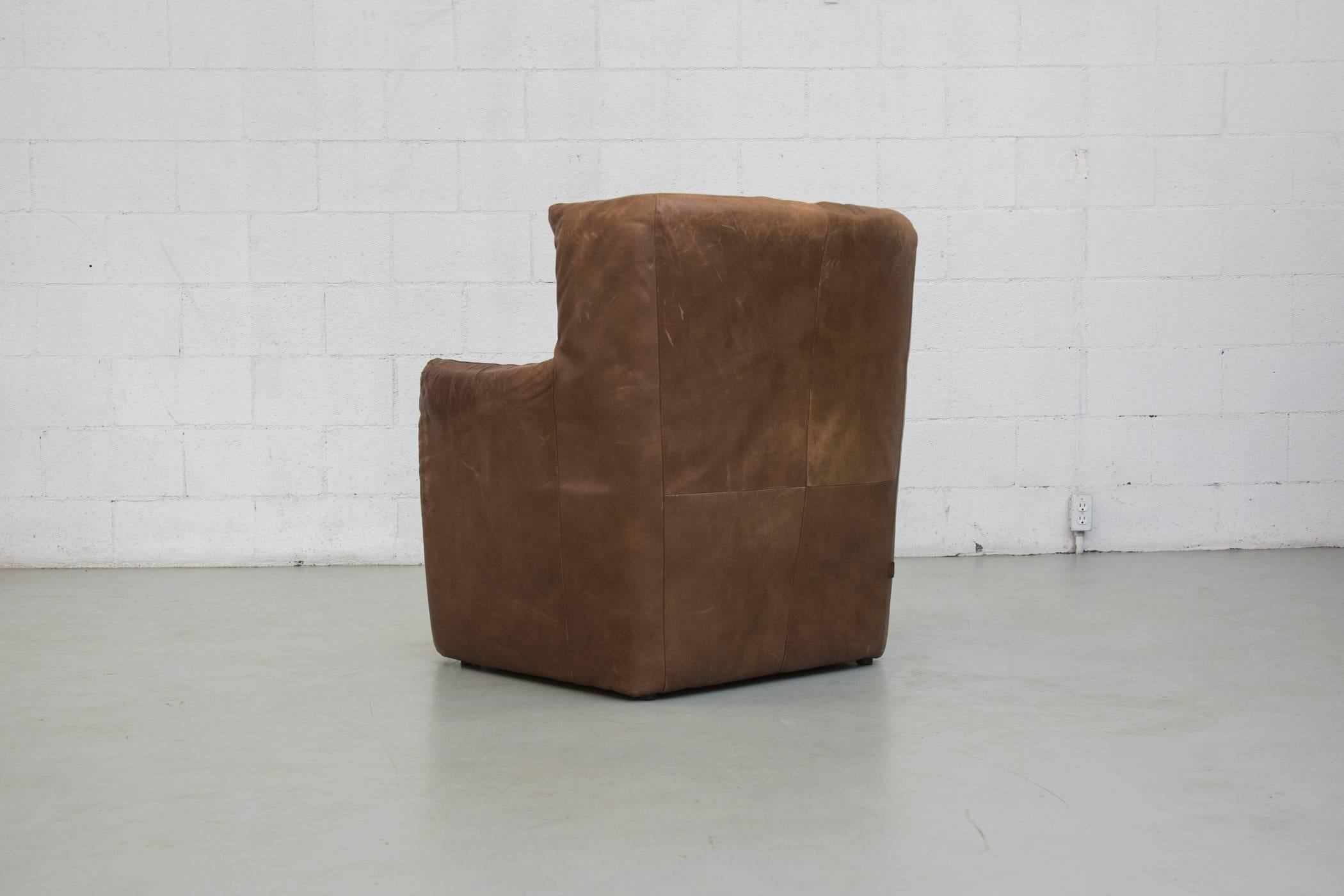 Dutch Gerard van Den Berg Leather Lounge Chair