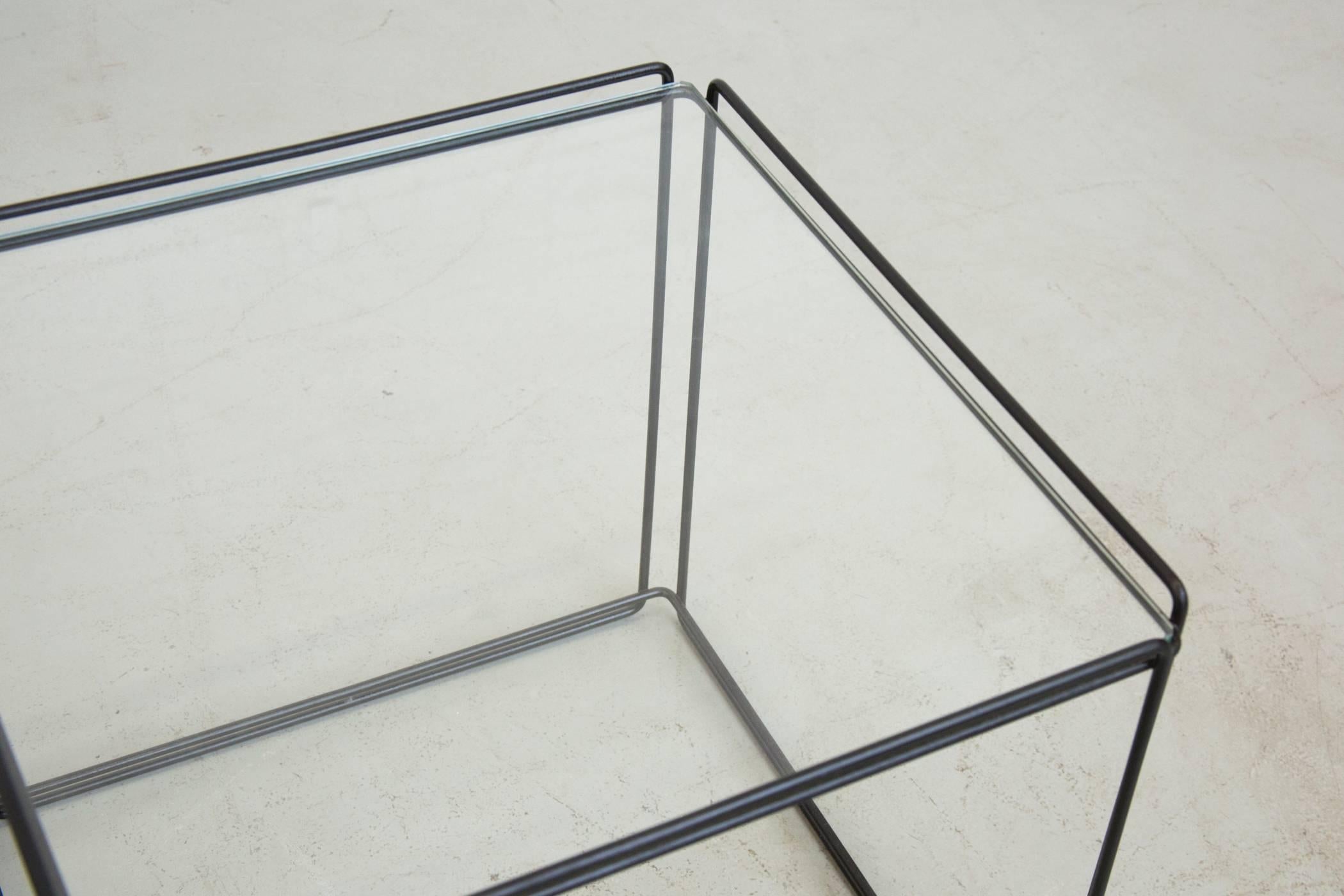 French Pair of Max Sauze Wire Cube Nesting Tables