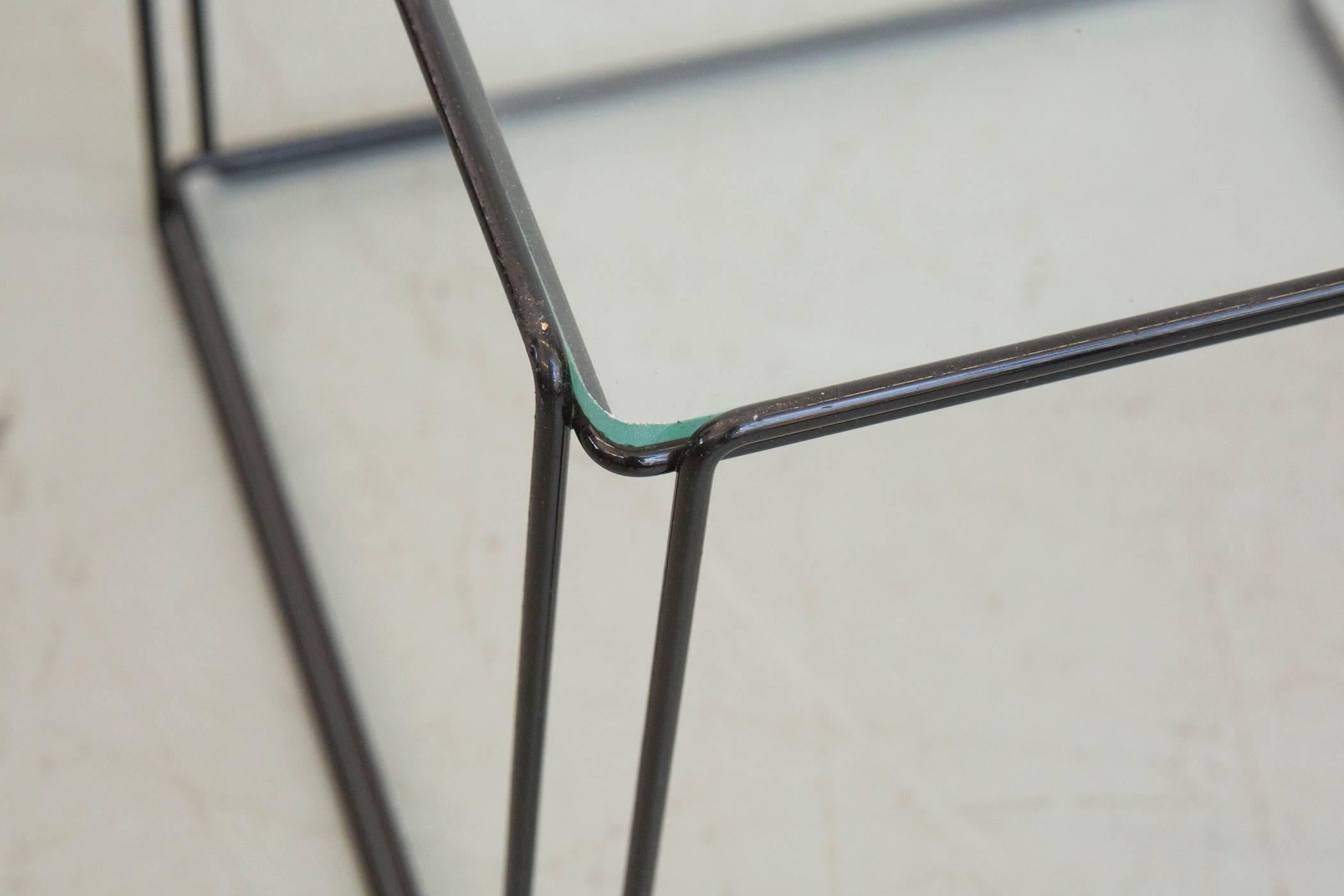 Enameled Pair of Max Sauze Wire Cube Nesting Tables