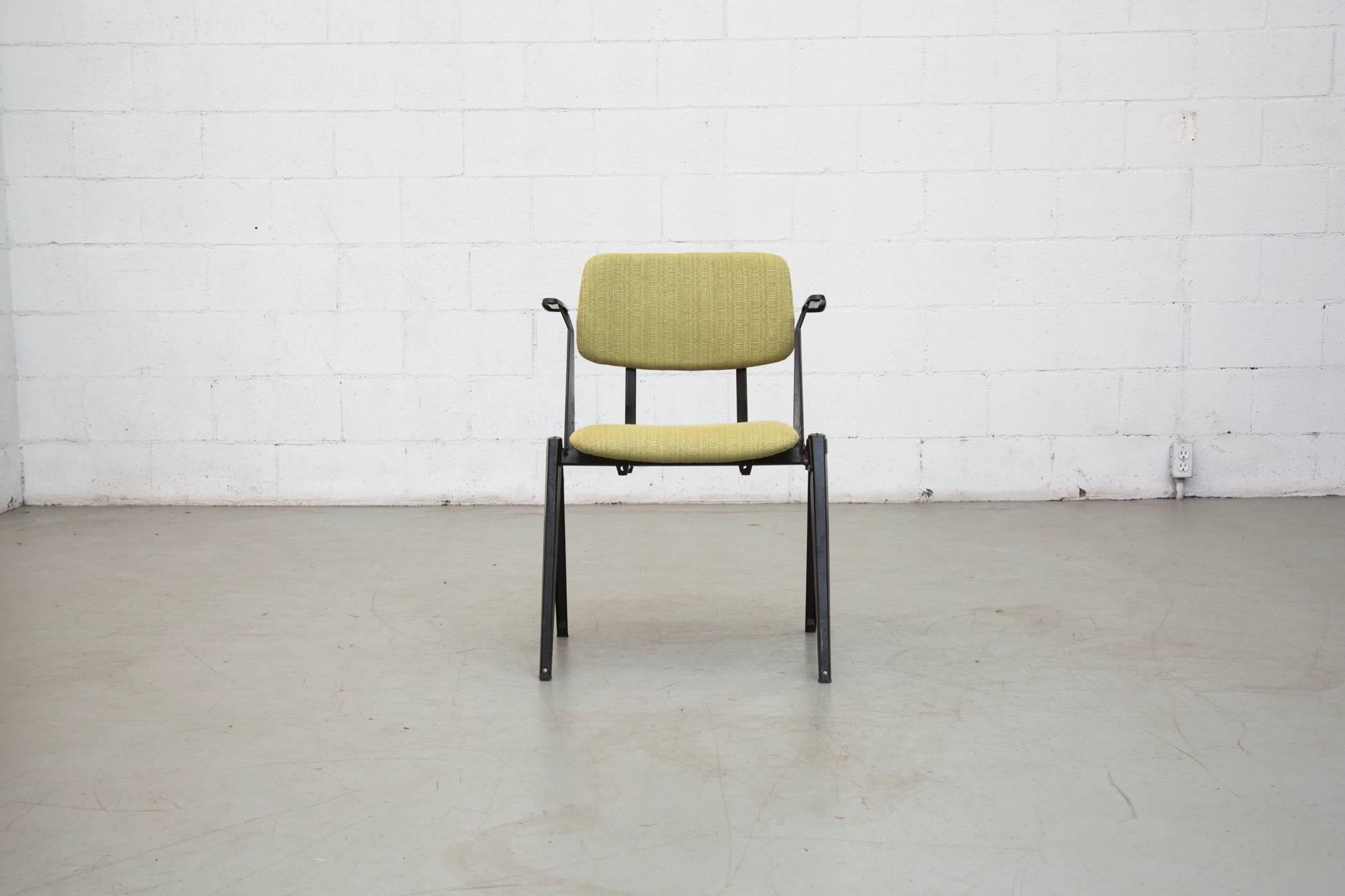 Mid-Century Modern Set of Six Prouve Style Upholstered Stacking Chairs